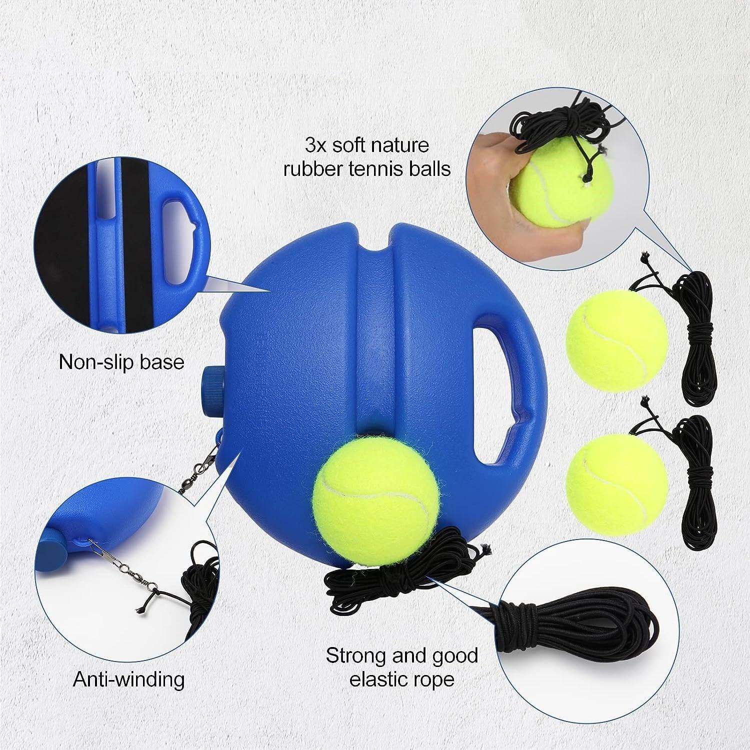 Jahy2Tech Tennis Trainer Rebound Ball with 3 String Balls, Portable Solo Training Equipment, Blue - ClubOn