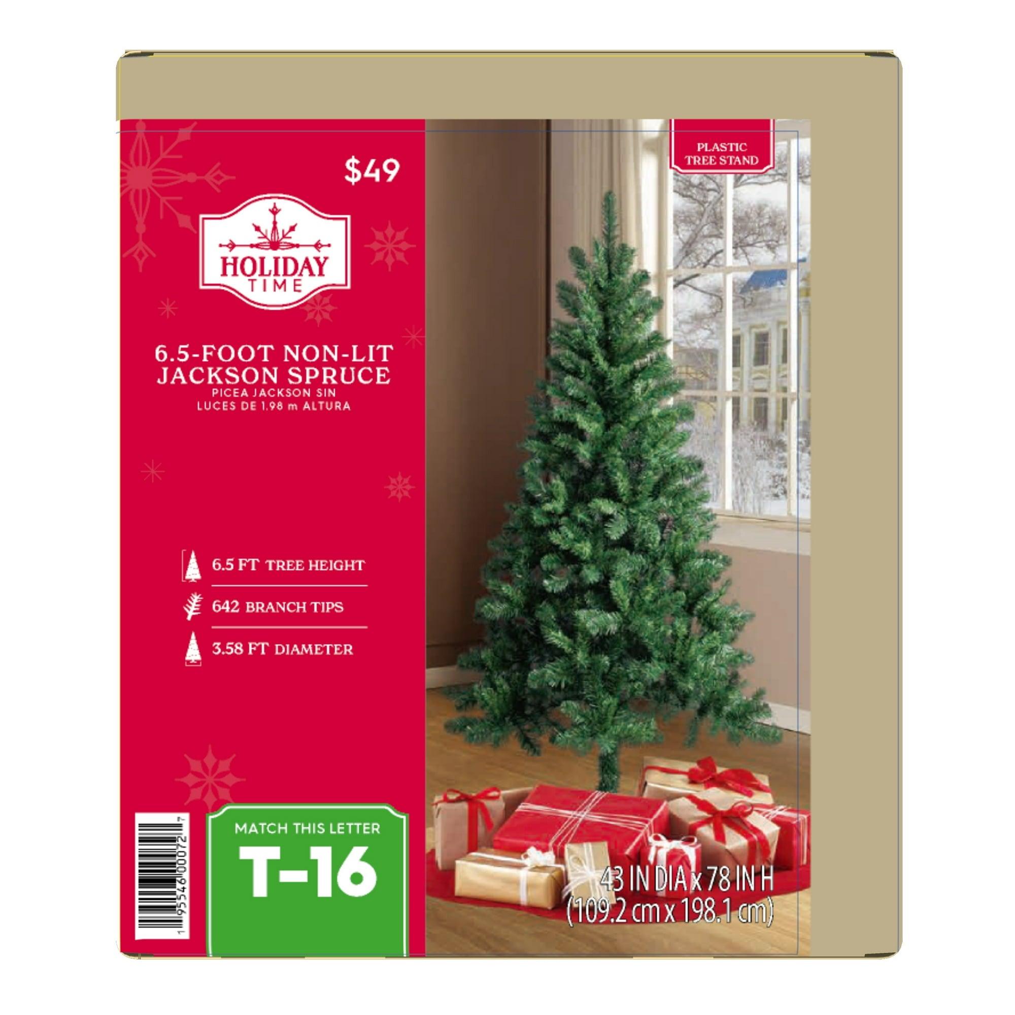 6.5 ft Un-Lit Jackson Spruce Artificial Christmas Tree with Stand, by Holiday Time - ClubOn