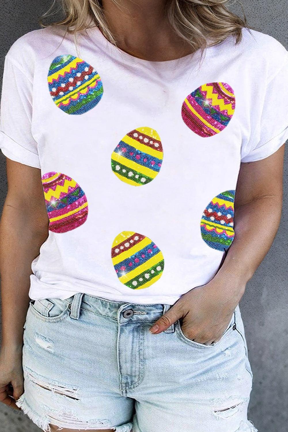 Plus Size Easter Round Neck Short Sleeve T-Shirt - ClubOn