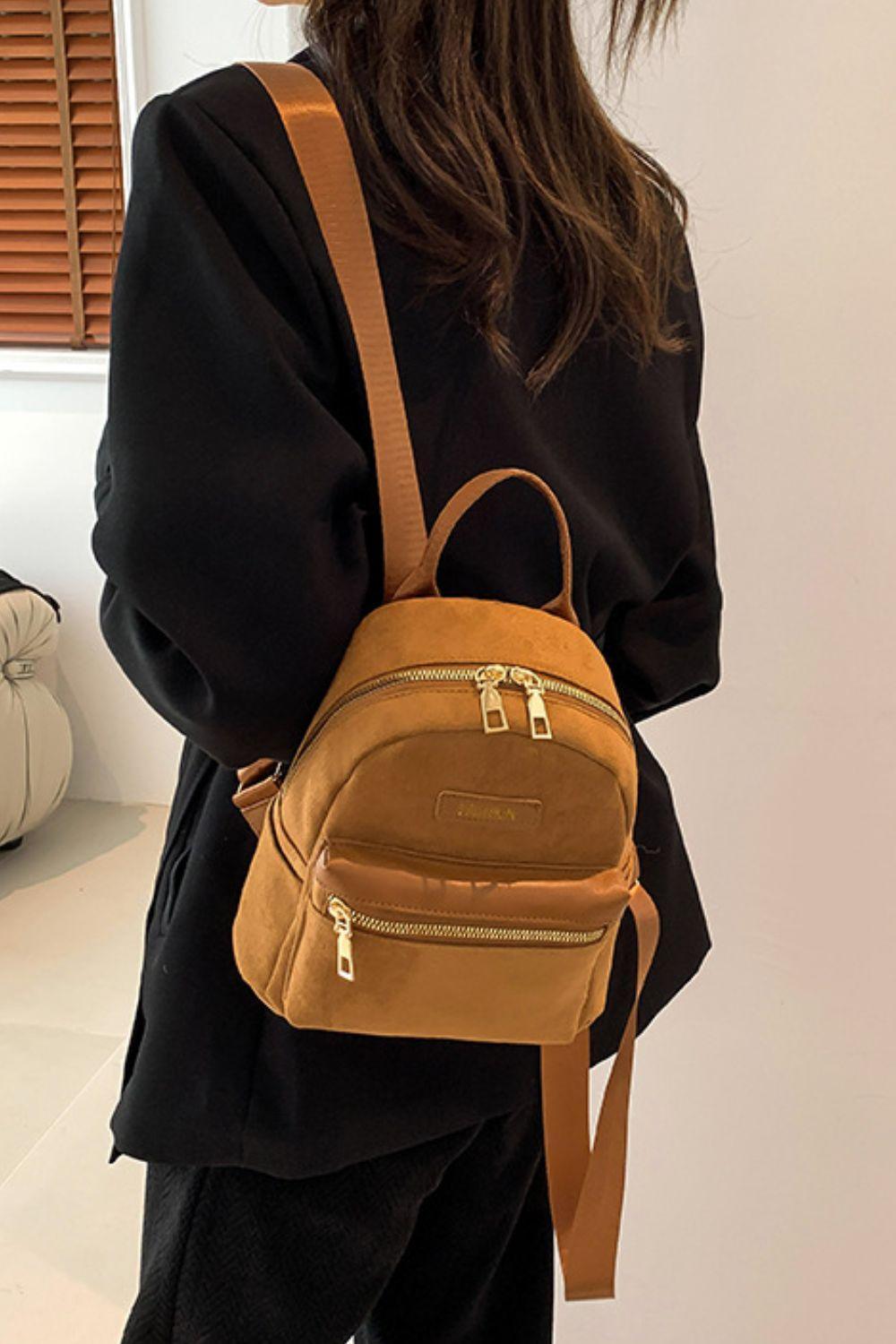 Suede Adjustable Strap Backpack Bag - ClubOn