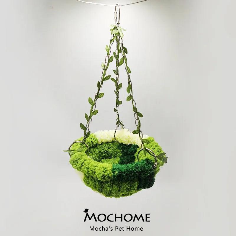 Parrot Bird Hanging Bed – Metal & Plush Bird Nest for Rest and Play - ClubOn