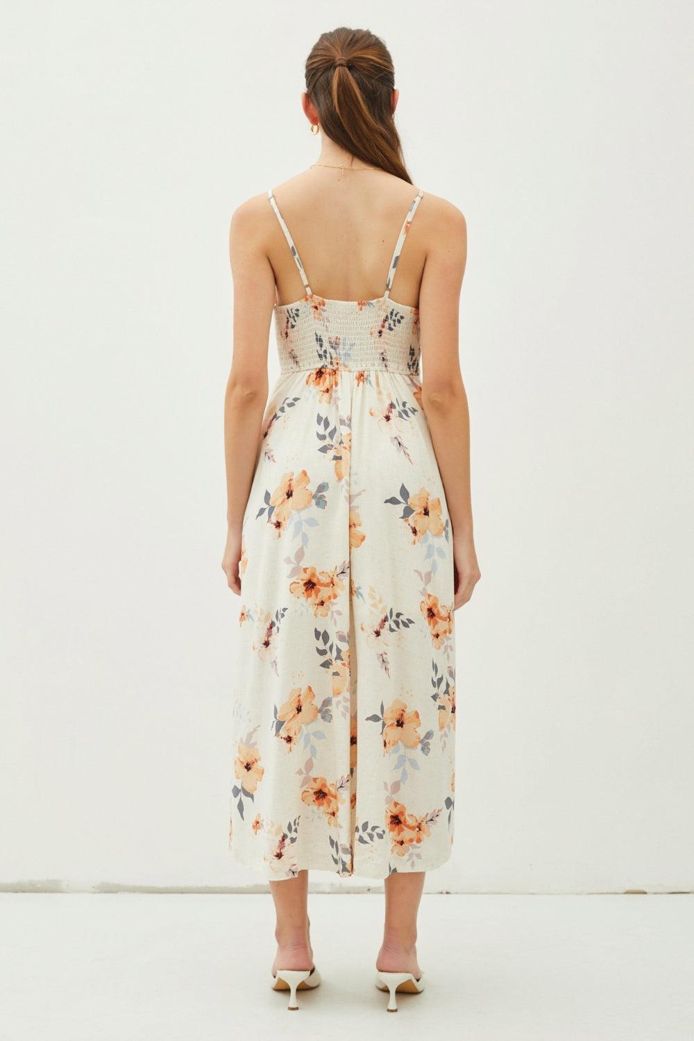 Be Cool Floral Button Down Cami Midi Dress - ClubOn