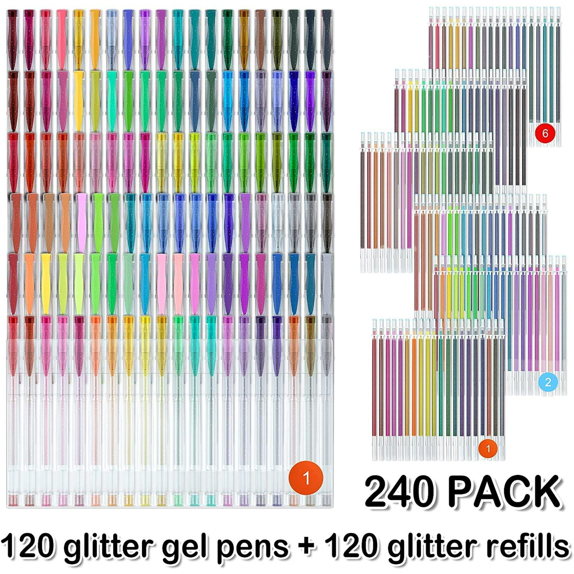 240 Pack Glitter Gel Pens, Shuttle Art 120 Colors Set with 120 Refills for Adult Coloring, Crafting, and Doodling - ClubOn