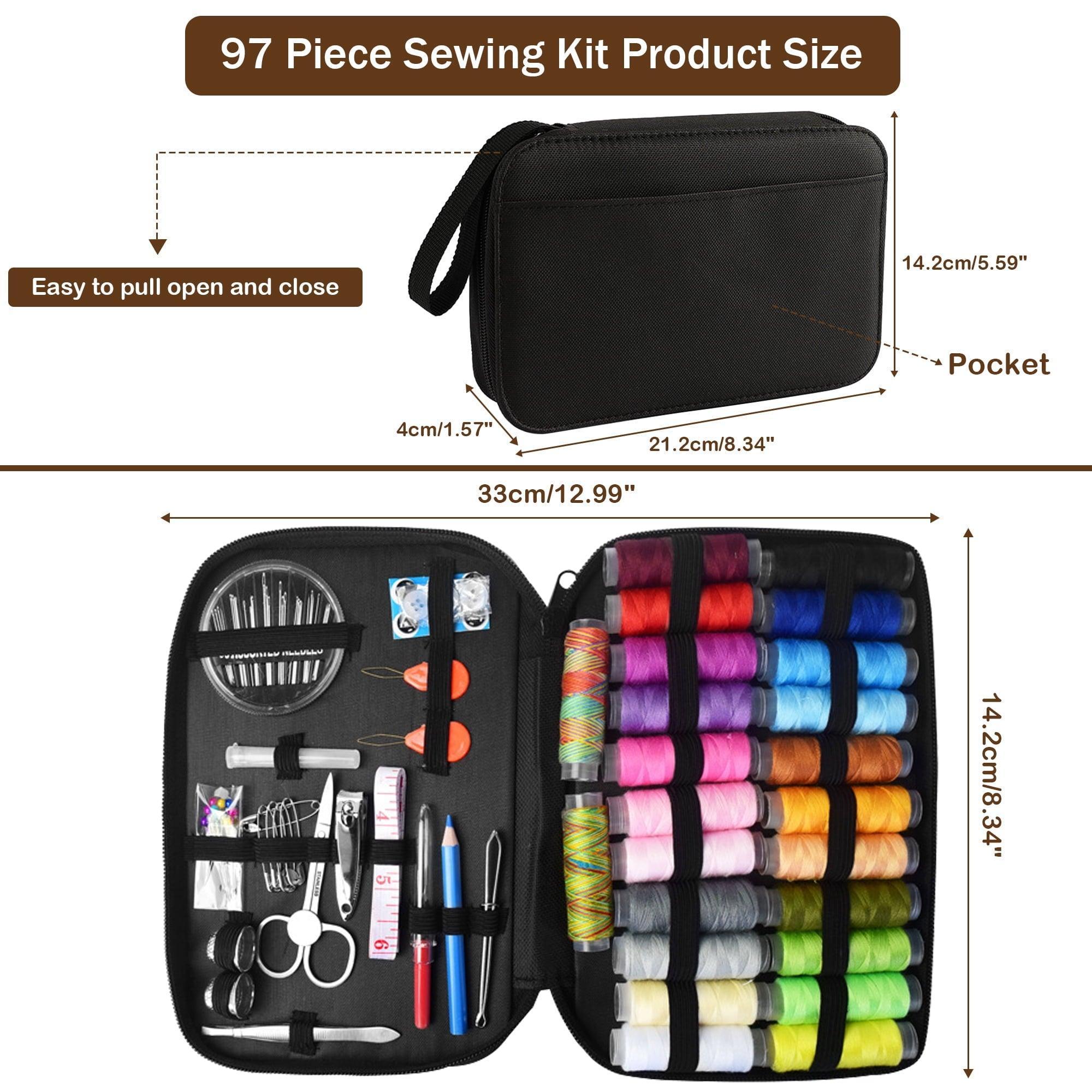 BCOOSS Sewing Kit for Adults, 97pcs Set – Thread, Needles & Portable Sewing Supplies for Beginners, Home, Travel, Emergencies - ClubOn