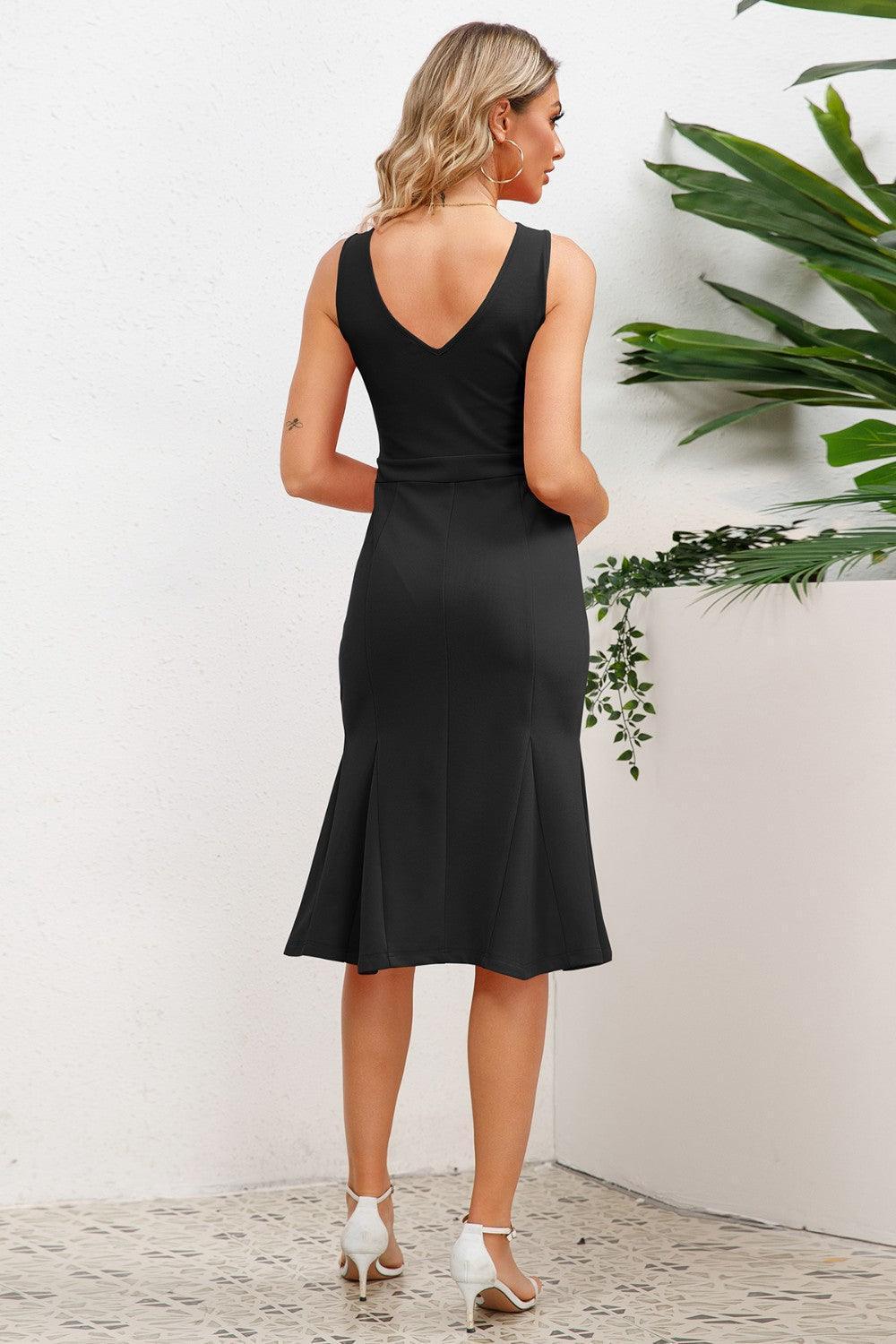 Wide Strap Wrap Fishtail Dress - ClubOn