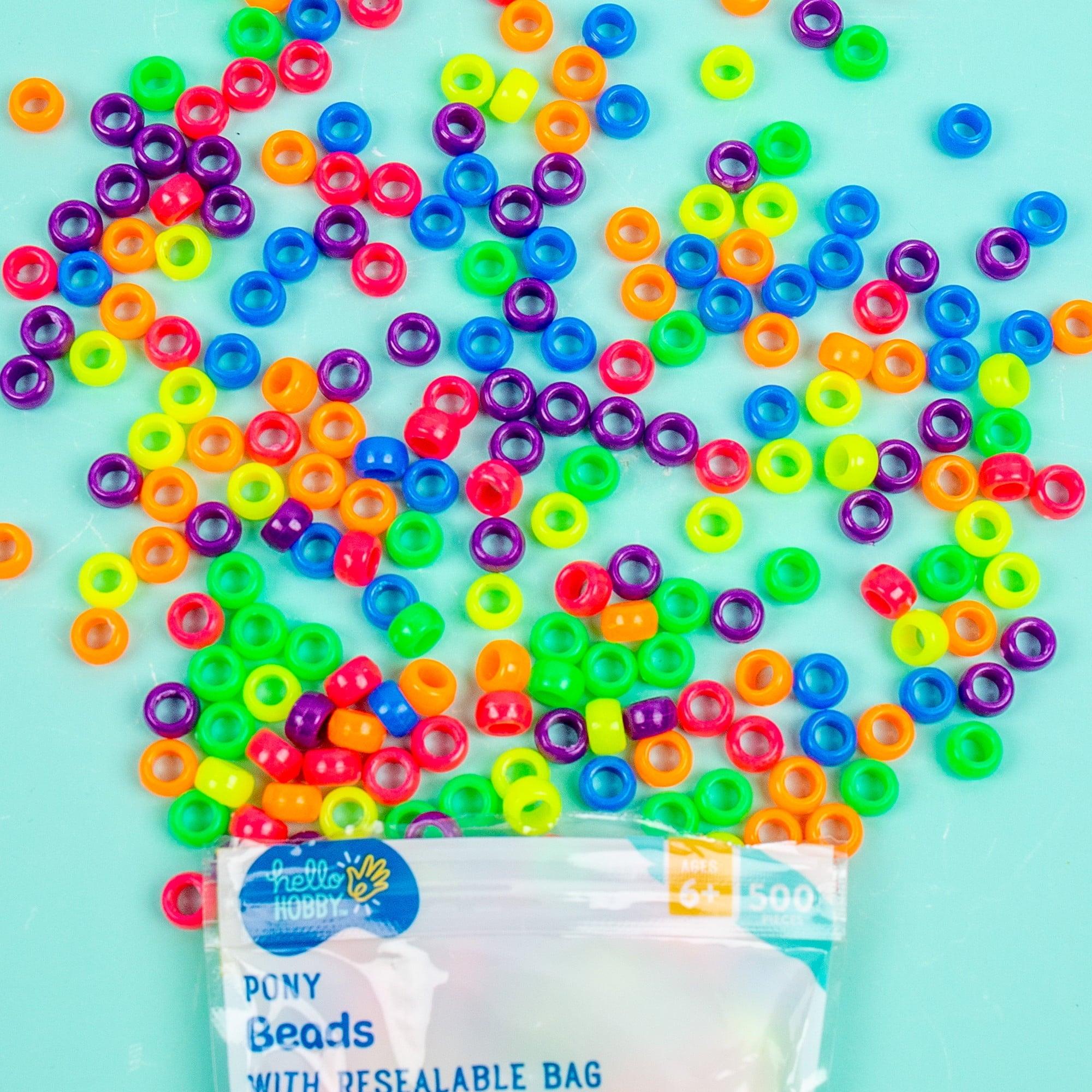 Hello Hobby Neon Pony Beads, 500-Pack, for Boys & Girls, Ages 6+ - ClubOn