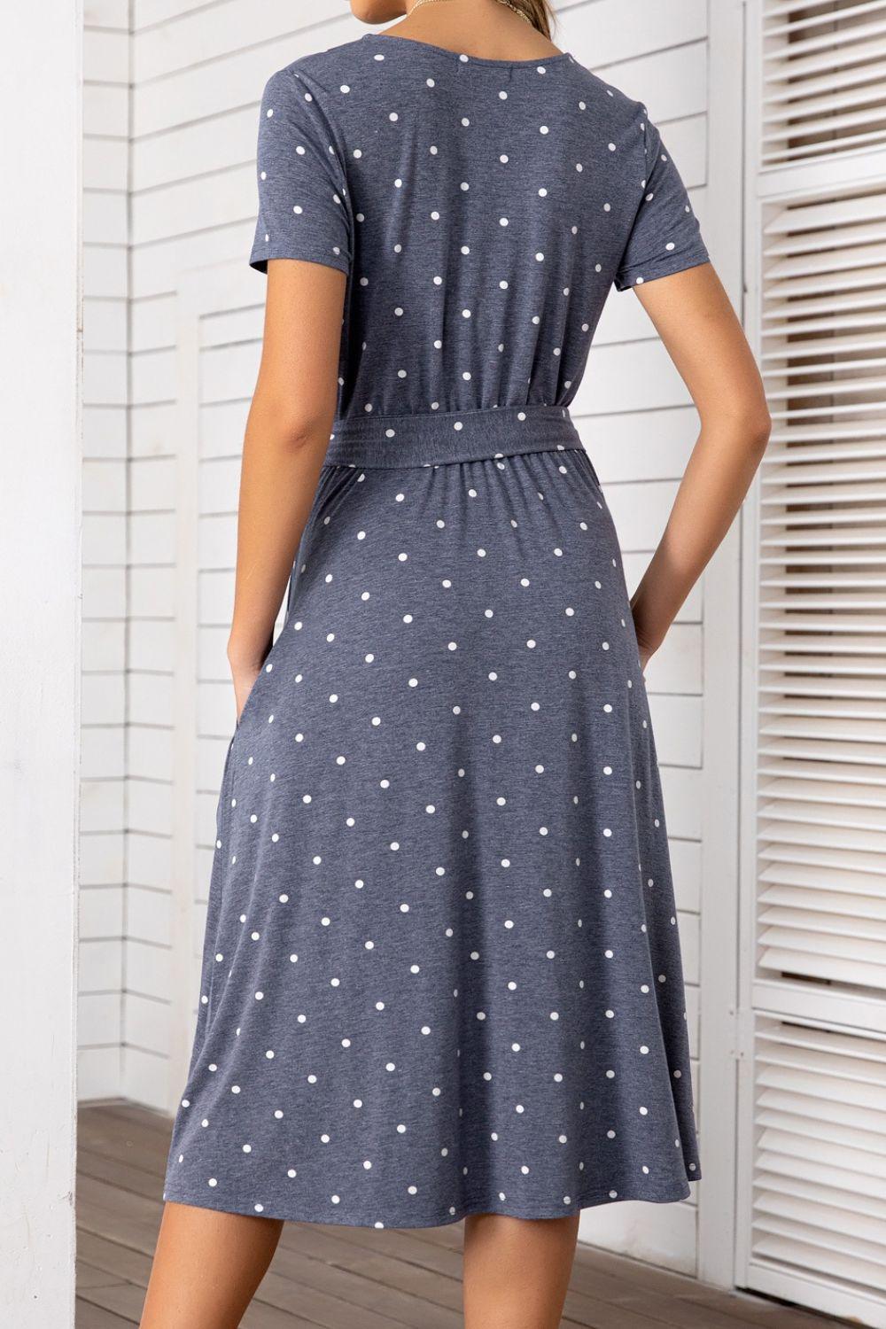 Belted Tee Dress With Pockets - ClubOn