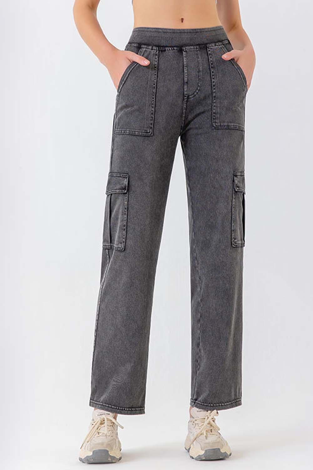 Buttoned Pocketed Long Jeans - ClubOn