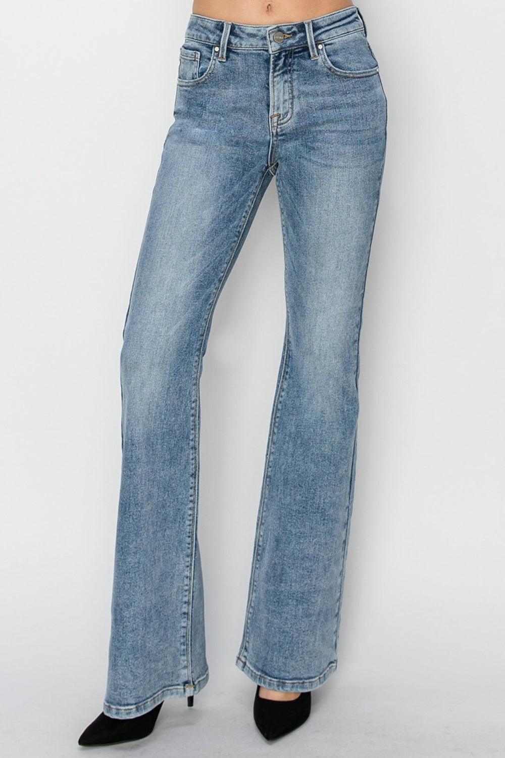 RISEN Full Size Mid Rise Bootcut Jeans - ClubOn