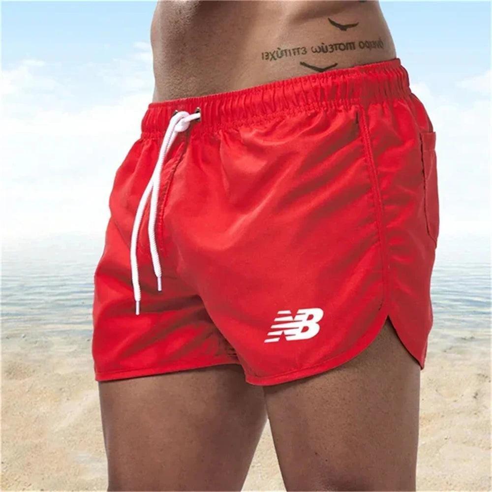 Men's Letter B Print Beach Shorts - Quick-Dry Gym & Vacation Wear - ClubOn