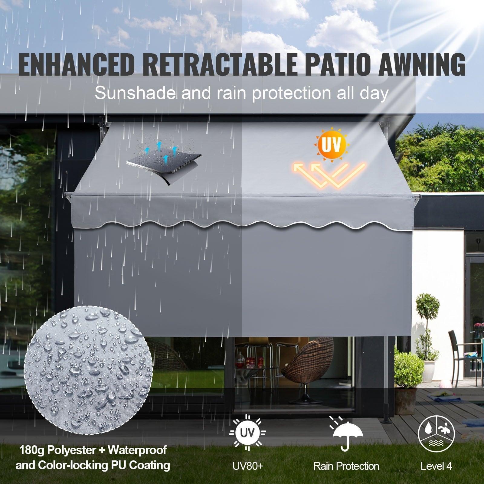 SKYSHALO Retractable Patio Awning 6.5'x3.9' – Adjustable Sunshade Shelter for Balcony & Garden - ClubOn