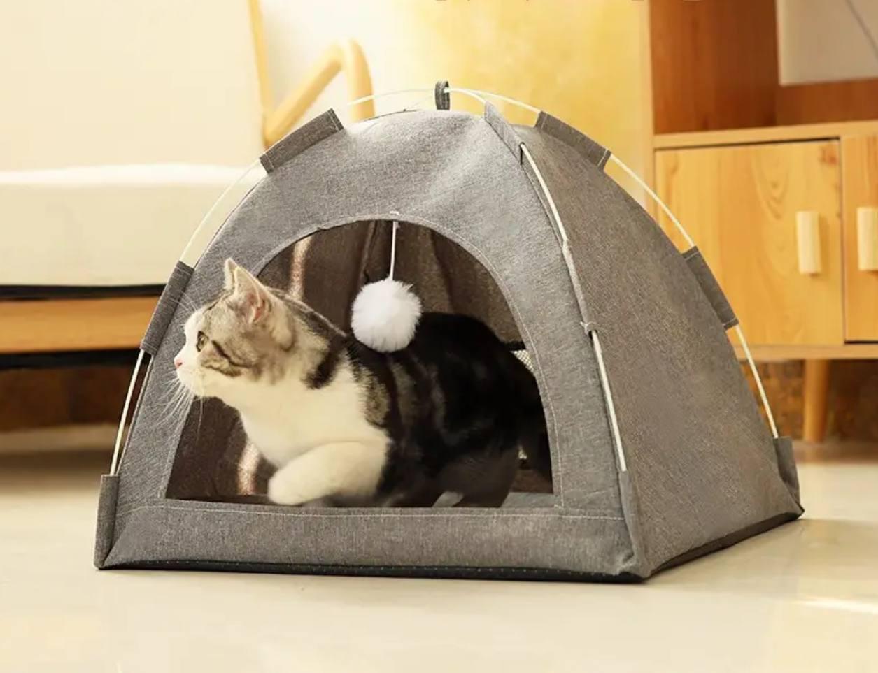 Winter Cat Tent Bed | Warm Cushions & Clamshell Sofa Basket - ClubOn