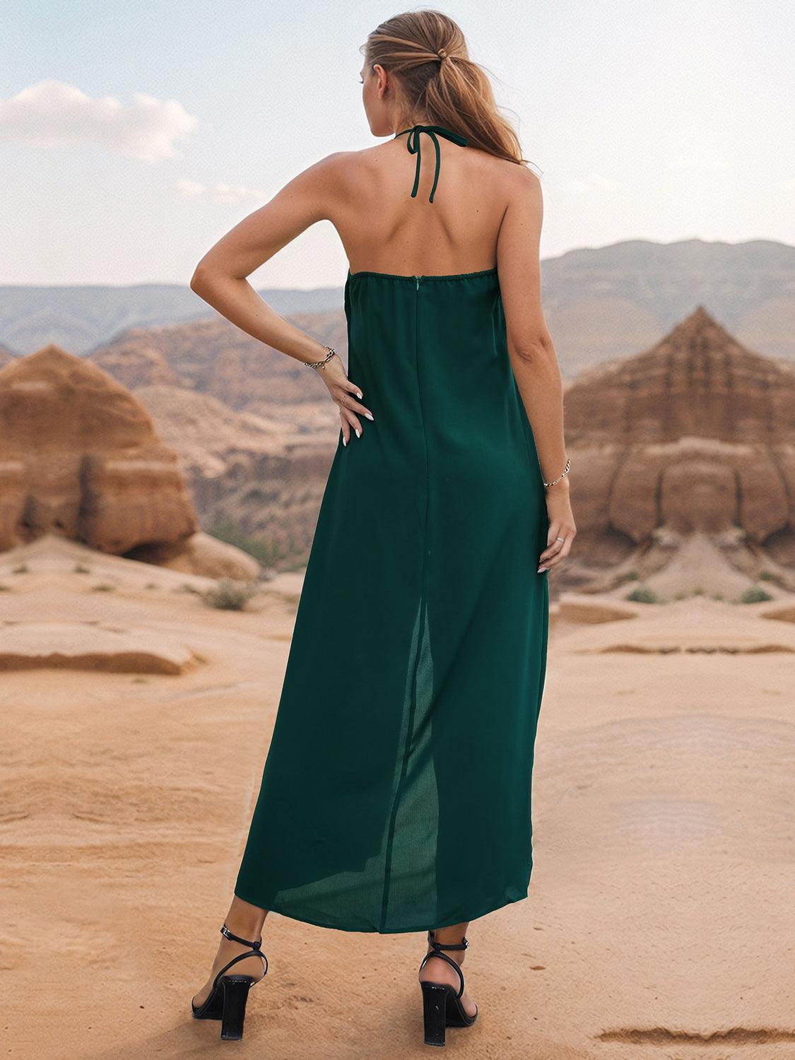 Perfee Layered Halter Neck Wide Leg Jumpsuit - ClubOn