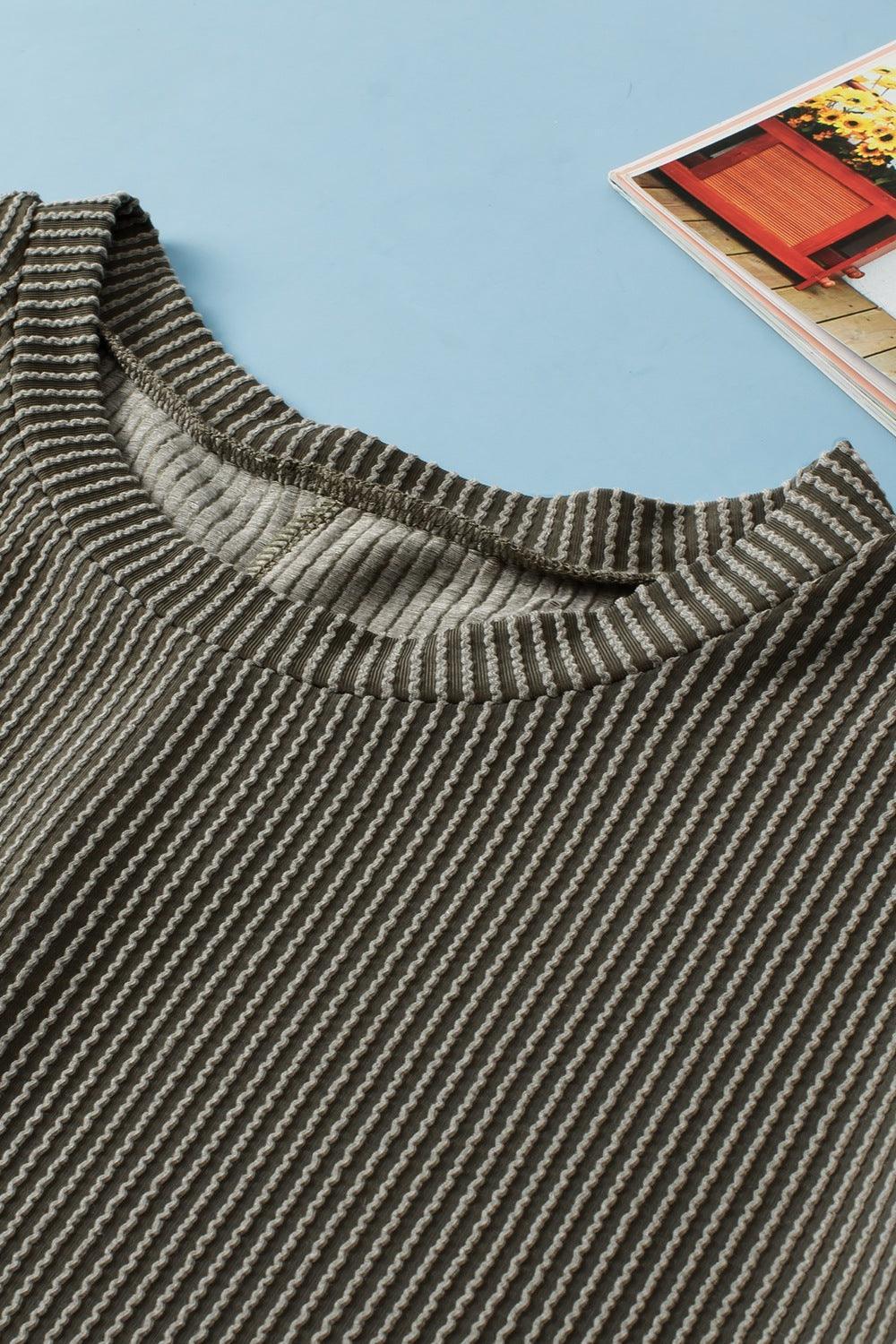 Plus Size Round Neck Top and Pocketed Shorts Set - ClubOn