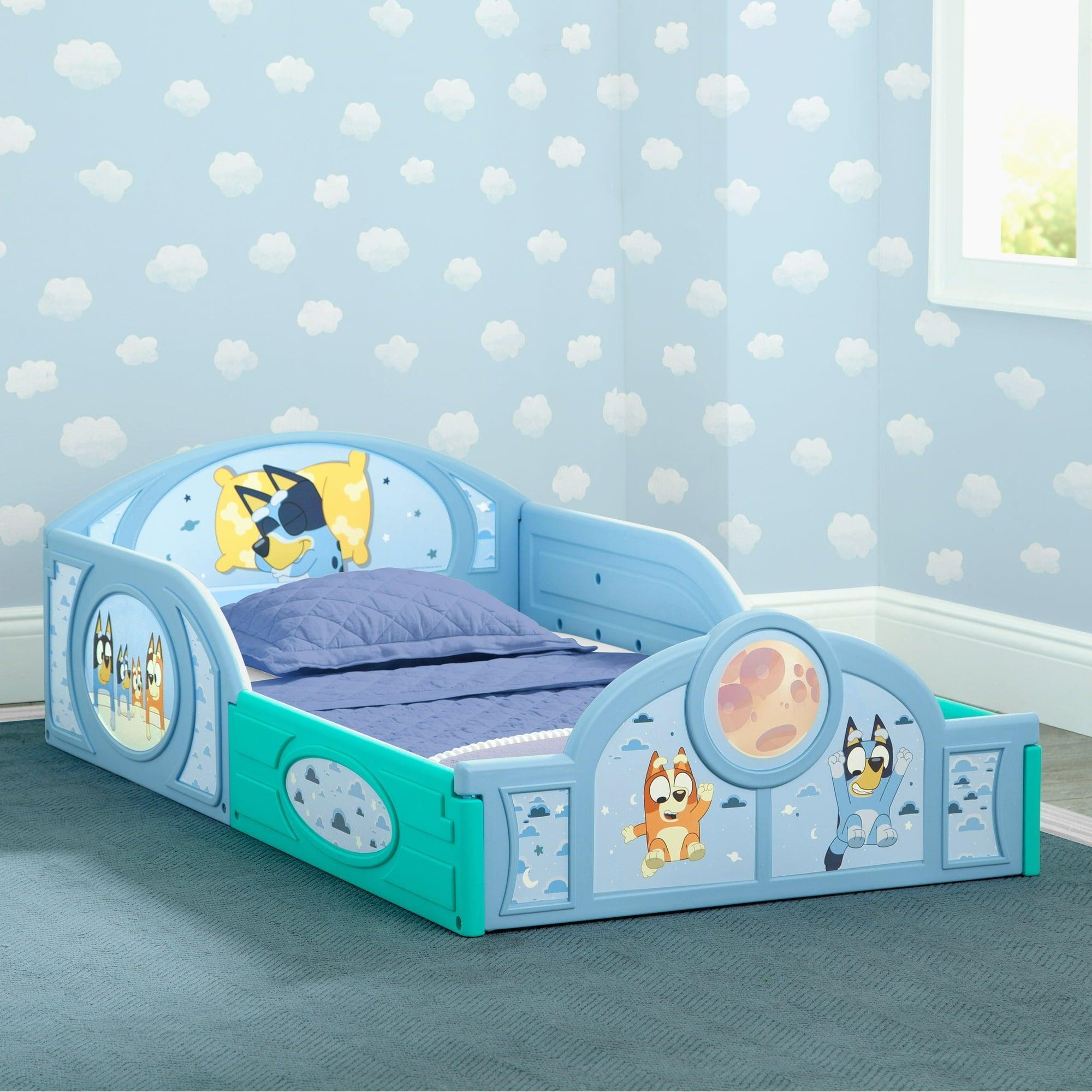 Bluey Sleep and Play Toddler Bed with Built-In Guardrails by Delta Children - ClubOn