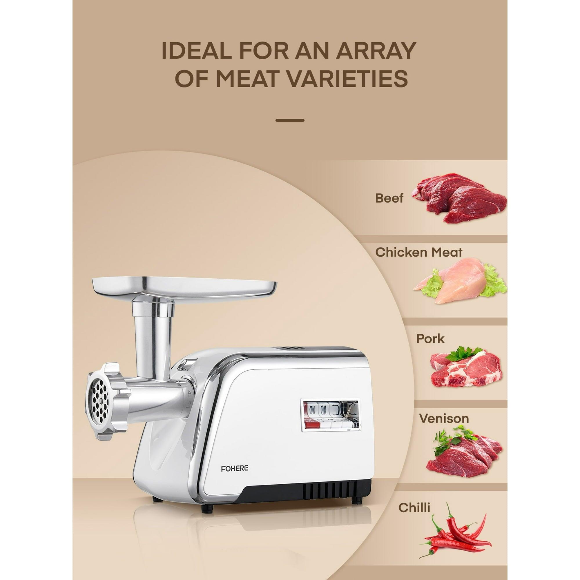 Electric Meat Grinder Heavy Duty, 3000W Max, Sausage Stuffer, 4 Stainless Steel Grinding Plates, 3 Blades, Storage Box - ClubOn