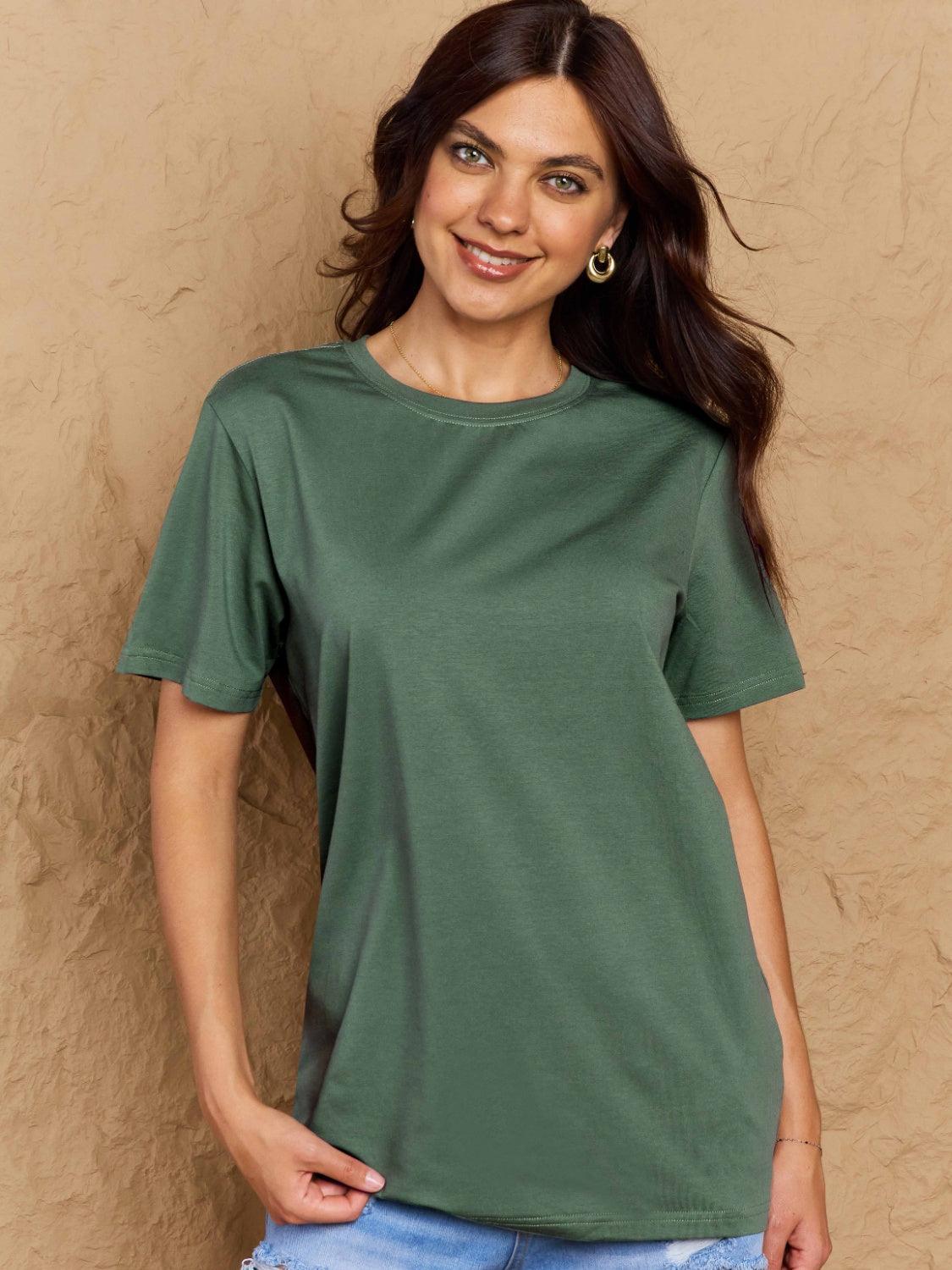 Full Size Round Neck Short Sleeve T-Shirt - ClubOn