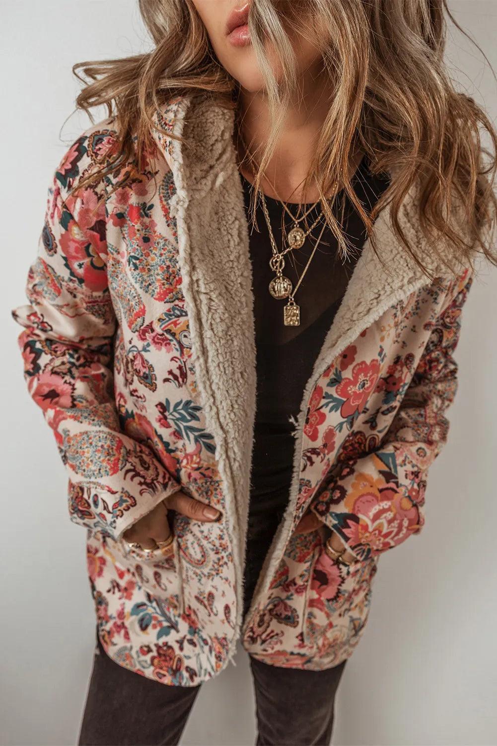 Printed Long Sleeve Hooded Jacket - ClubOn