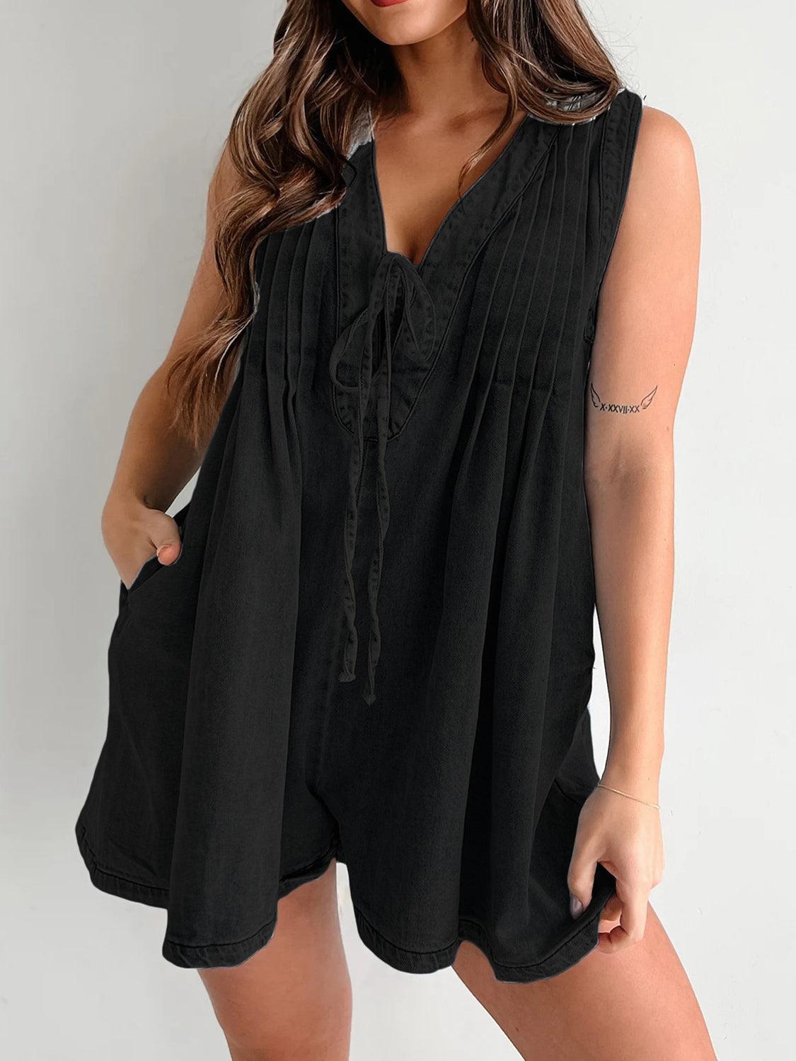 Tied Romper with Pockets - ClubOn