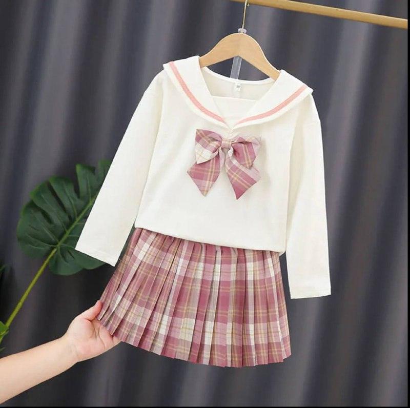 Girls’ JK Uniform Shirt & Skirt Set – College Spring - ClubOn