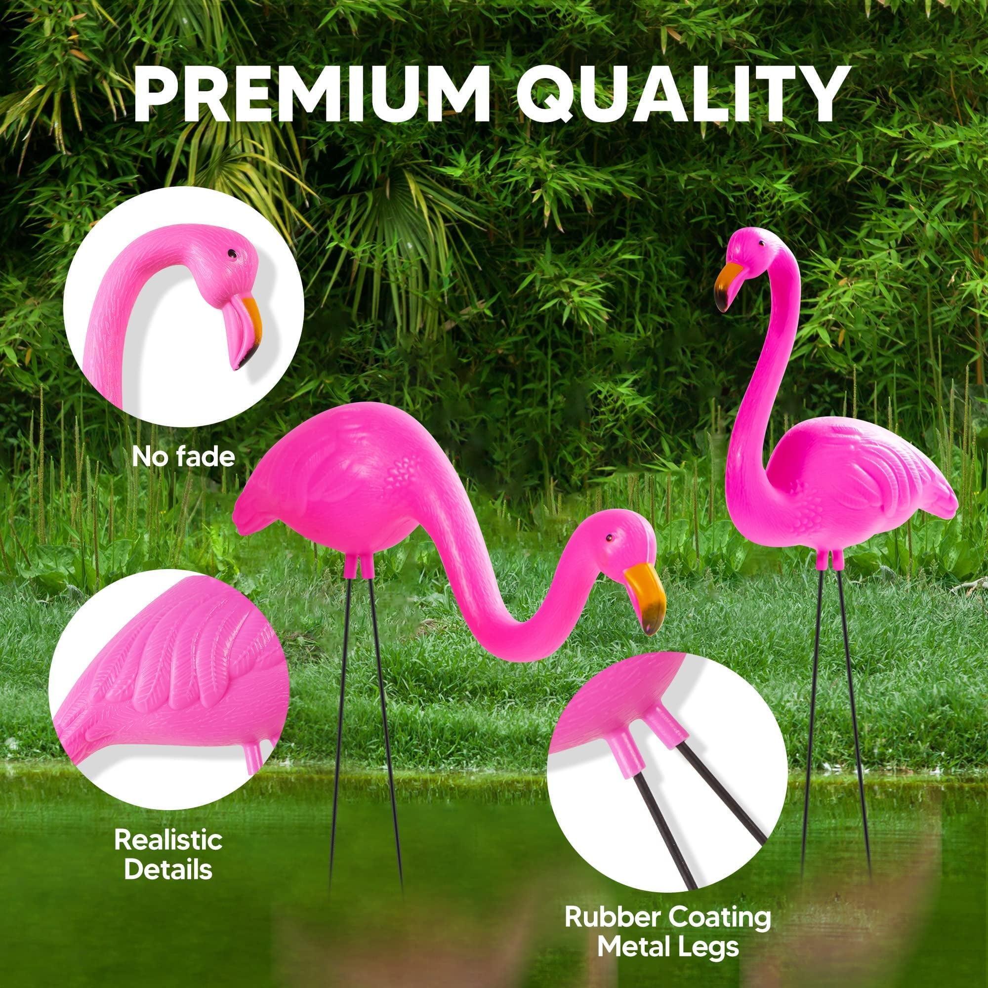 SYNCFUN 2-Pack Small Pink Flamingo – Outdoor Garden Decor, Luau Party Statue - ClubOn