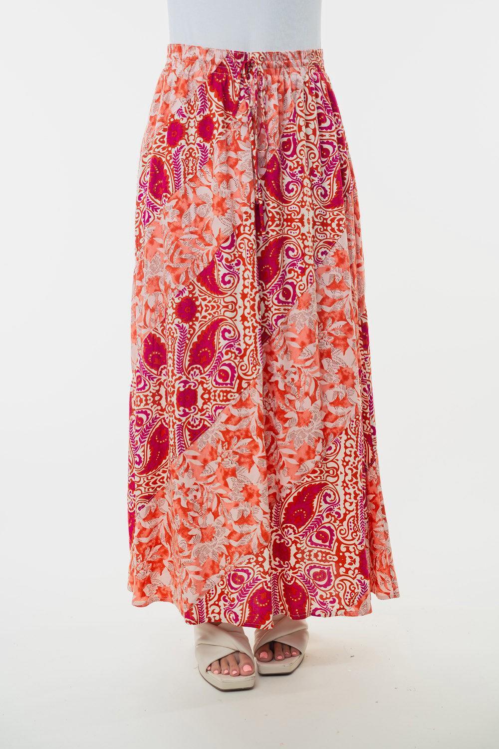 High-Waisted Floral Woven Skirt – Effortless Elegance - ClubOn