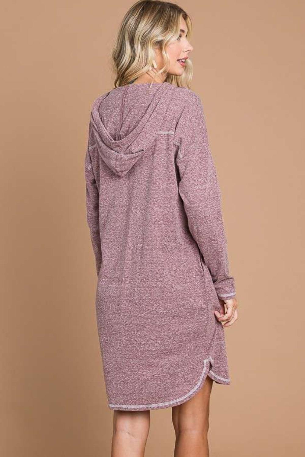 Culture Code Full Size Hooded Long Sleeve Sweater Dress - ClubOn