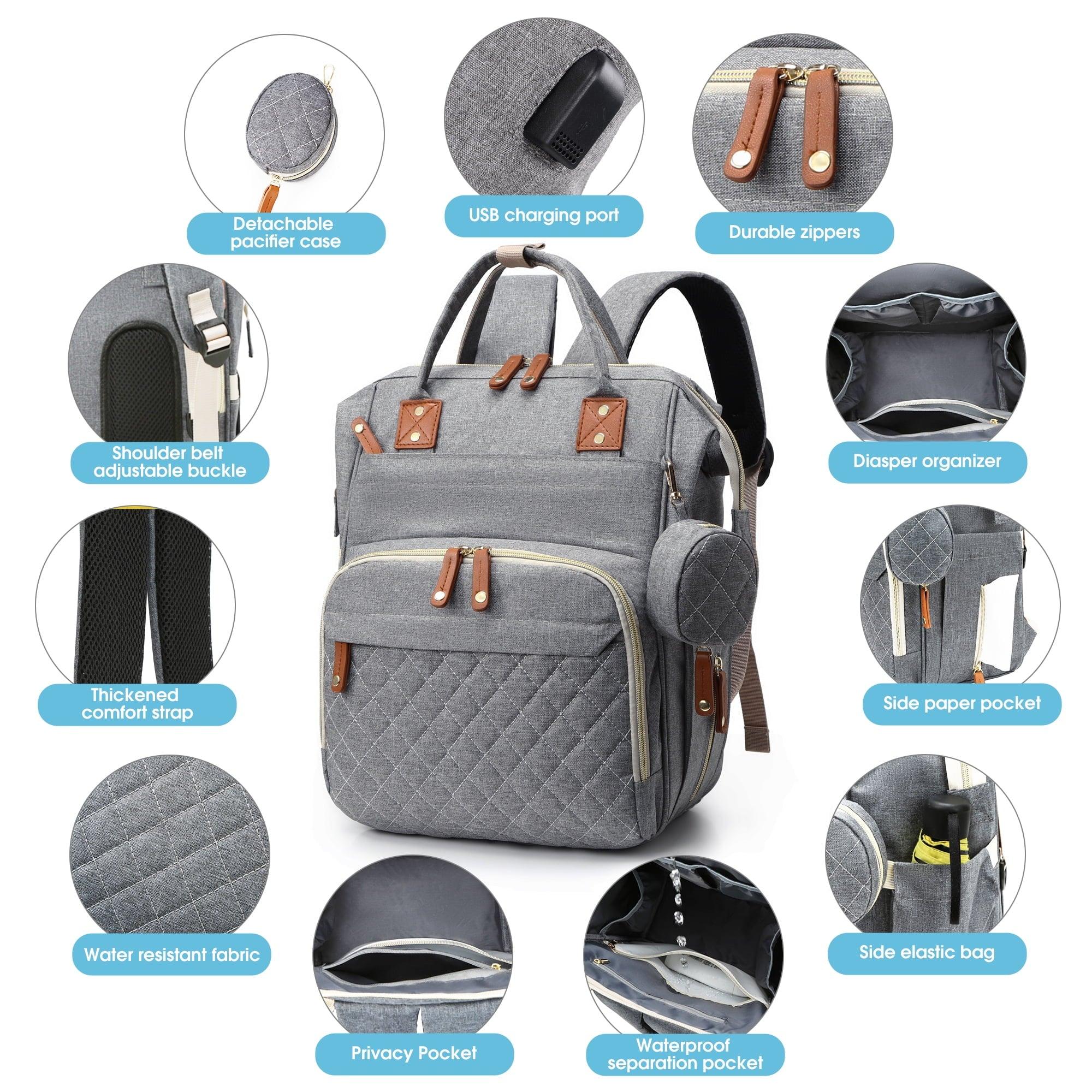 Diaper Bag Backpack – 3-in-1 Multi-Functional Travel Baby Bag with Insulated Pocket & Changing Pad - ClubOn