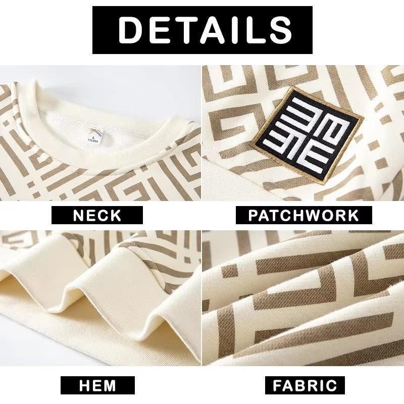 Men's Oversized Sweatshirt - Round Neck Printed Pullover - ClubOn