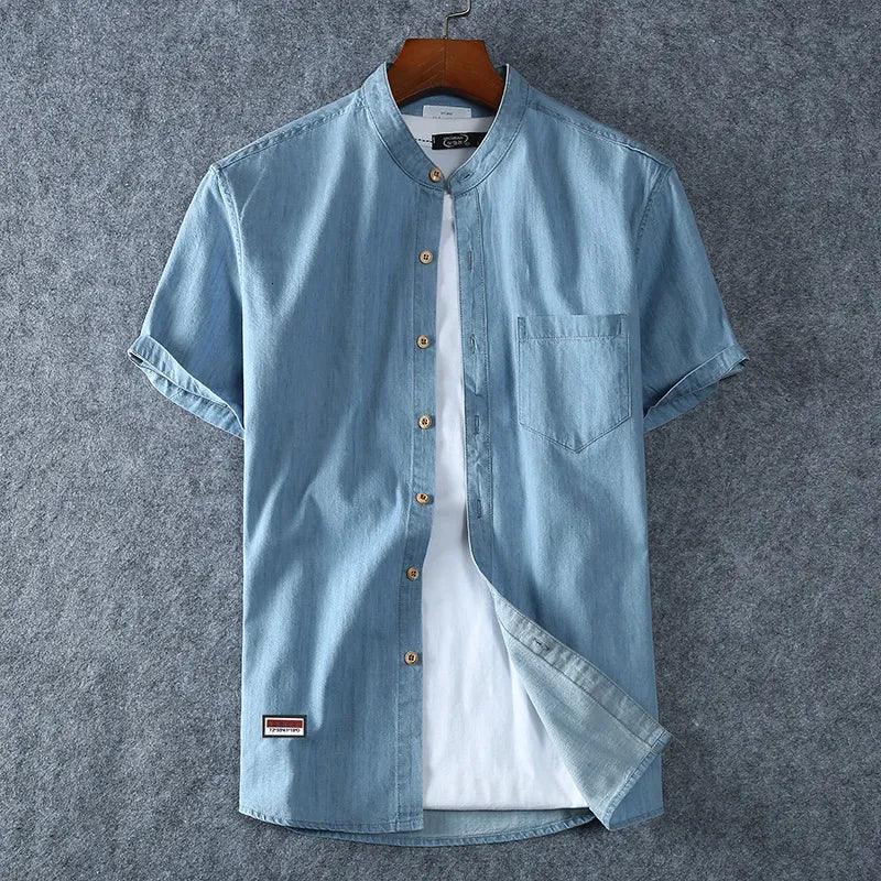 Plus Size L-8XL 100% Denim Cotton Shirt for Men - ClubOn