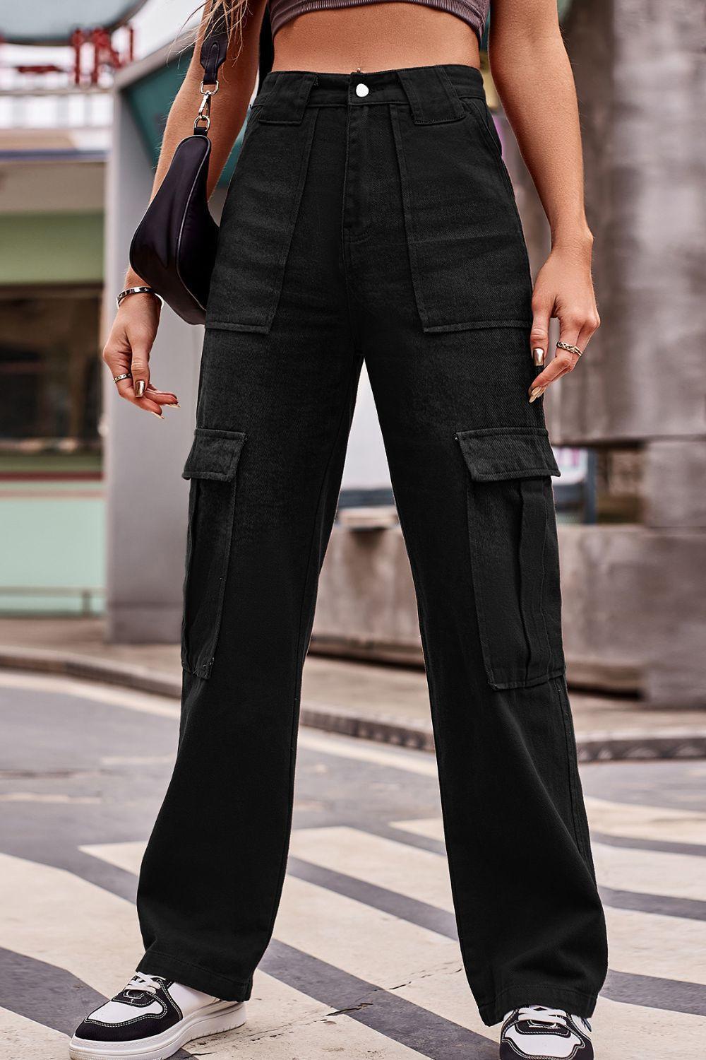 Buttoned High Waist Loose Fit Jeans - ClubOn