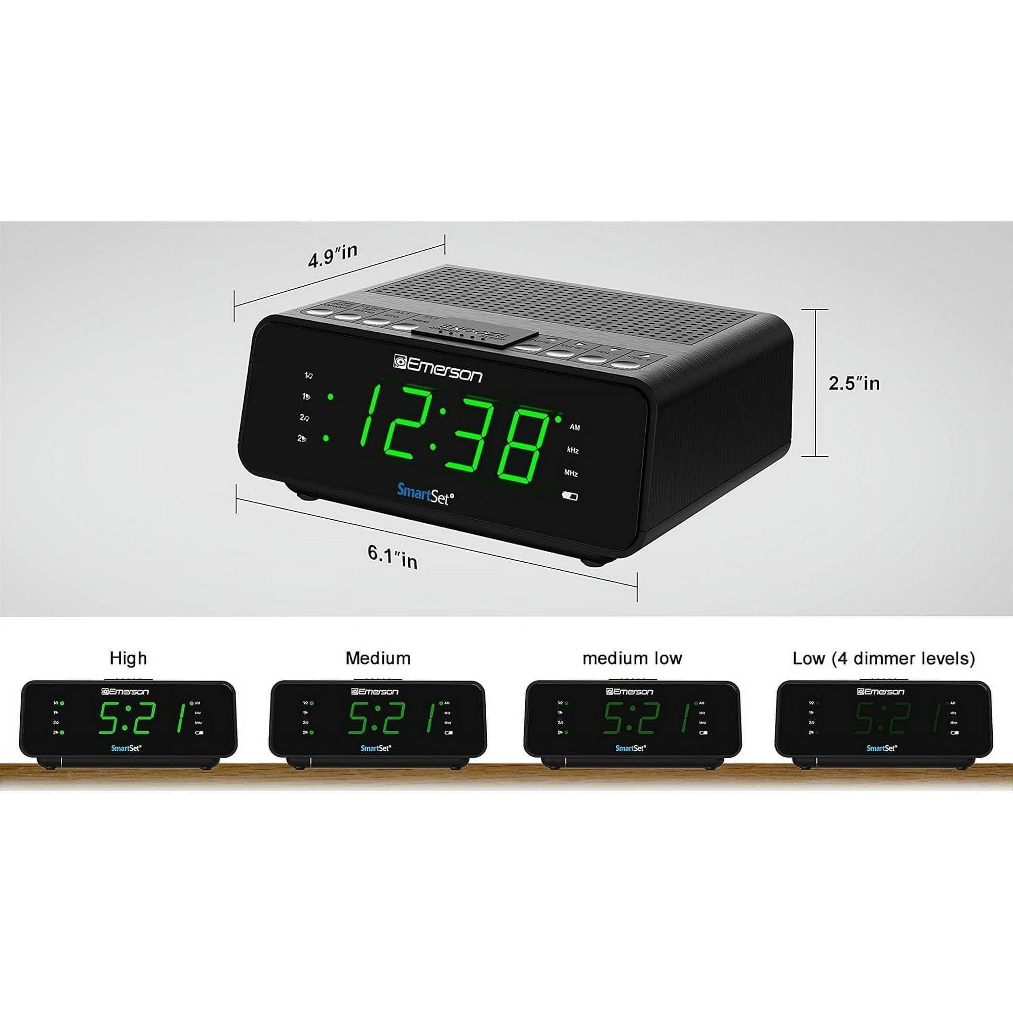 Emerson SmartSet AM/FM Dual Alarm Clock Radio, 0.9