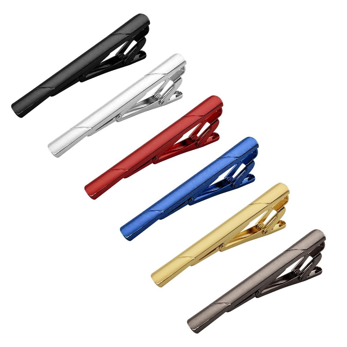 Tie Clips with Gift Box, Set of 6 Tie Pins for Men, Necktie Holders for Wedding, Business, Anniversary & Daily Use - ClubOn