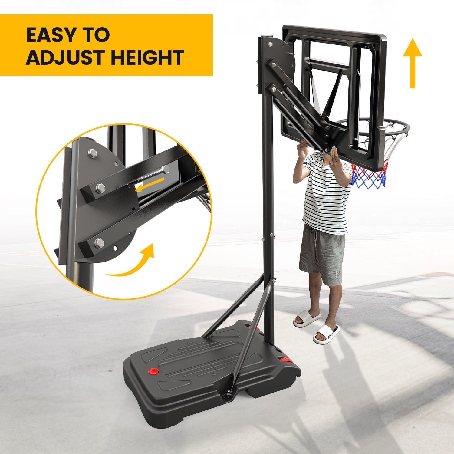 VIRNAZ 33 in. Portable Basketball Hoop & Goal System, Adjustable 5.5-9.5 ft with Weight Bag (Indoor/Outdoor) - ClubOn