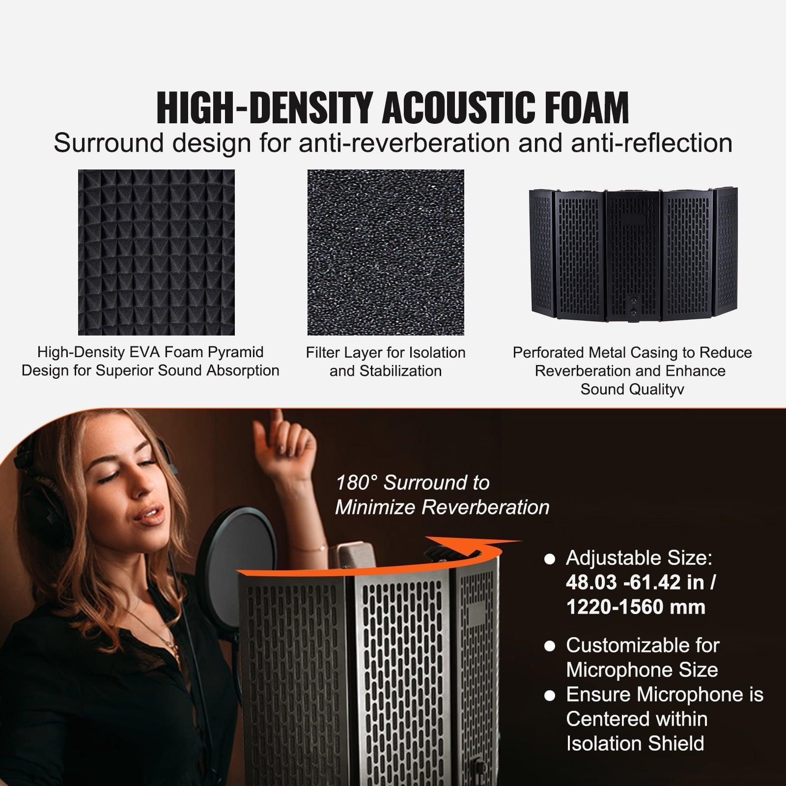 SKYSHALO 5-Panel Microphone Isolation Enclosure with Floor Tripod & Pop Filter - ClubOn