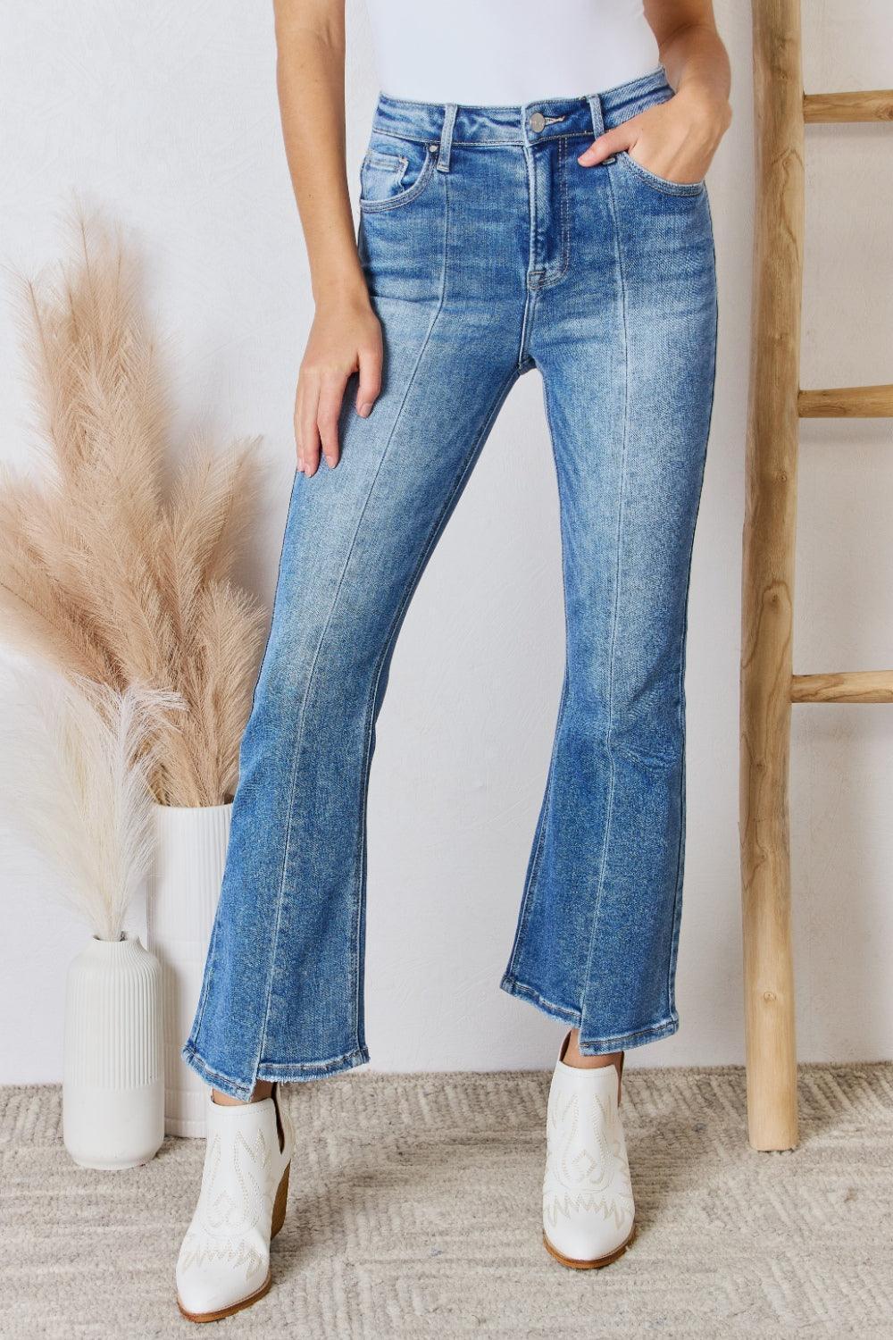 RISEN Full Size High Rise Ankle Flare Jeans - ClubOn
