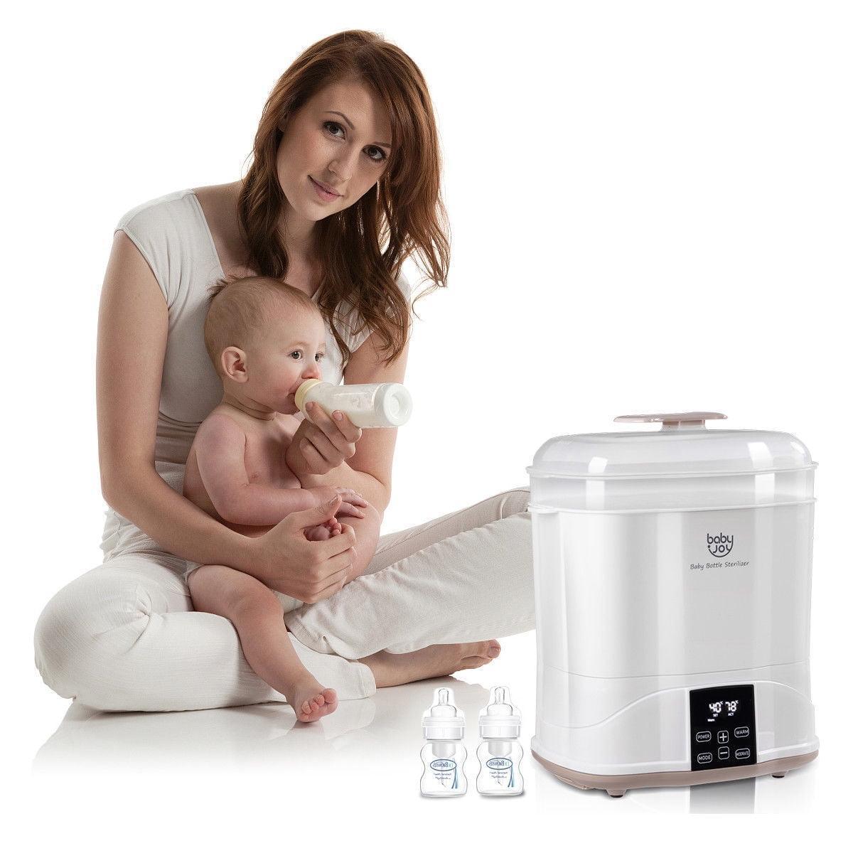 Costway Baby Bottle Electric Steam Sterilizer & Dryer, Milk Warmer with LED Monitor, White - ClubOn