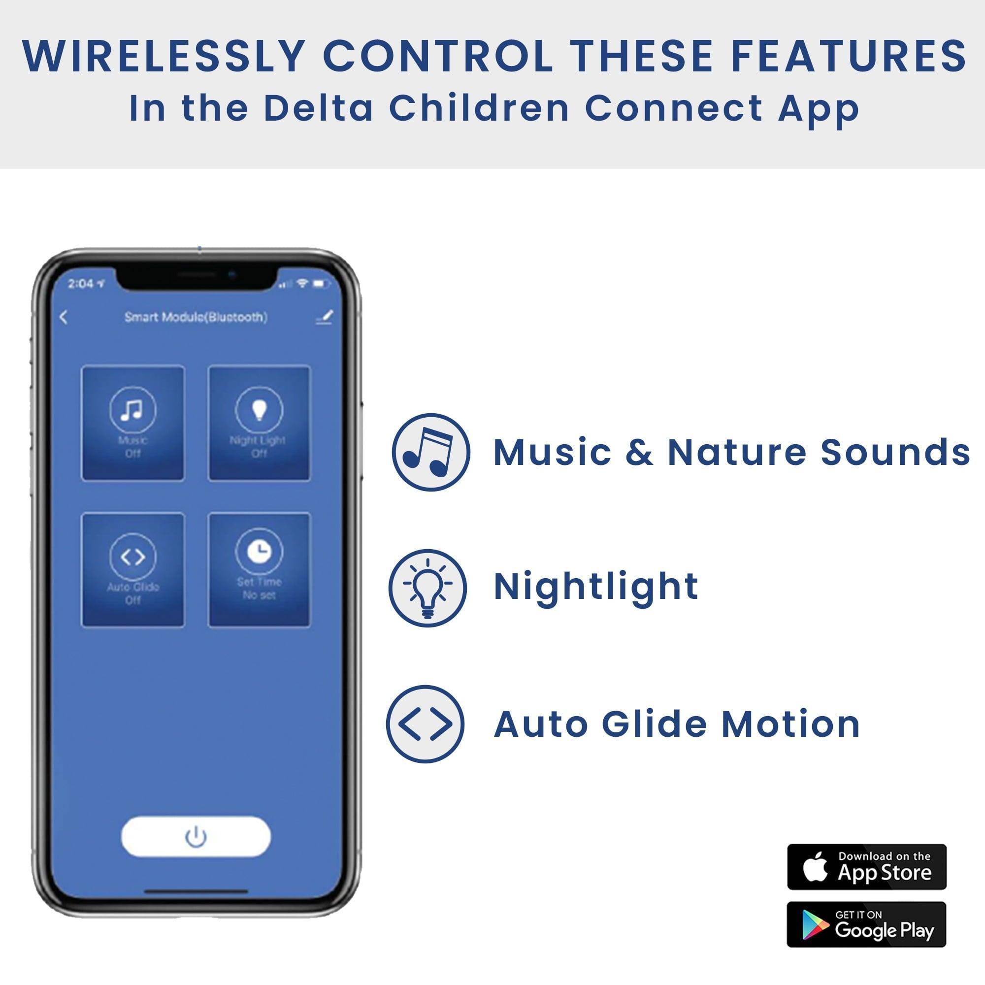 Delta Children SmartSleep Auto Glide Bassinet with Bluetooth – Alloy, Gentle Glide for Baby’s Sleep - ClubOn