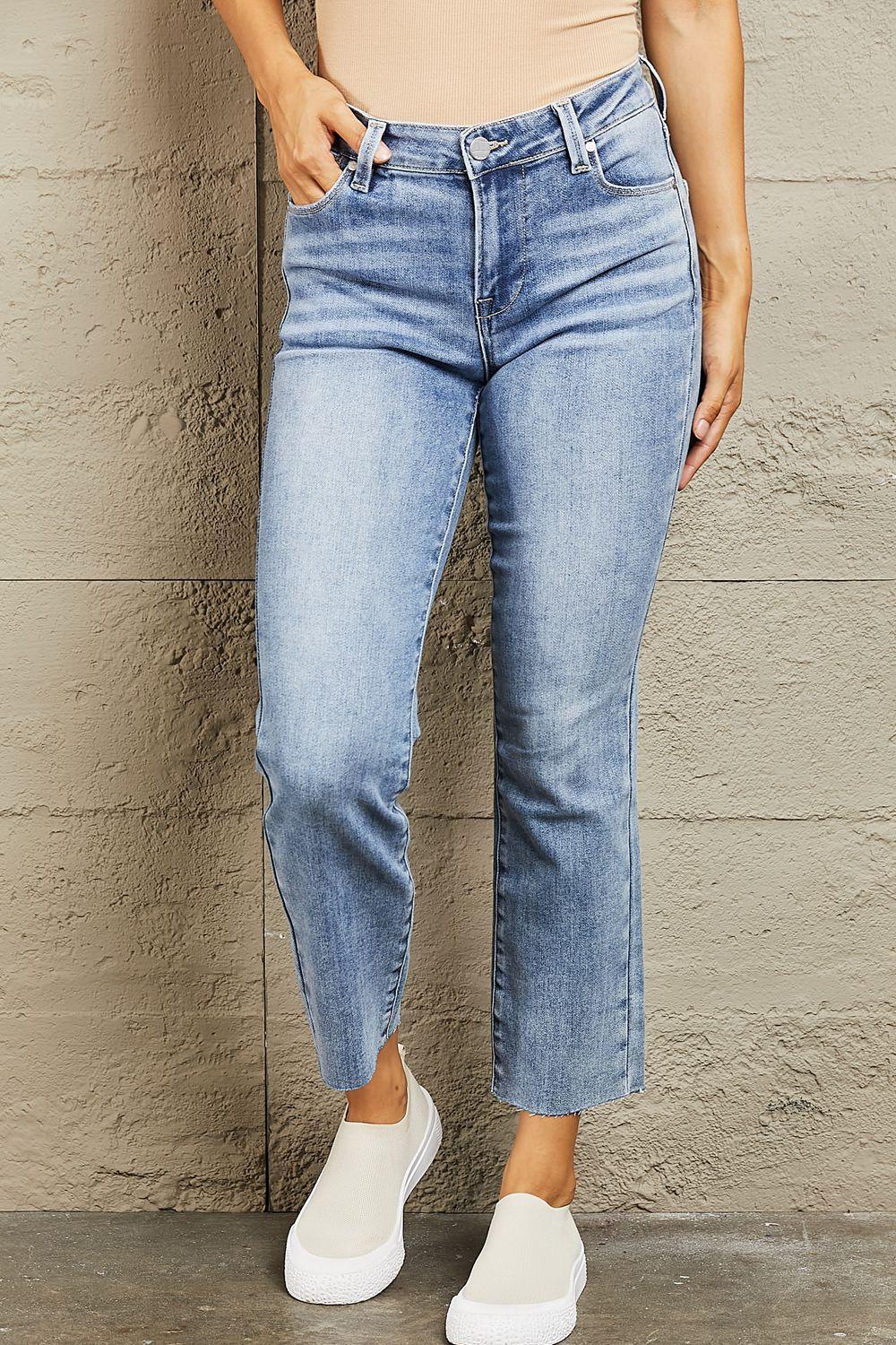 BAYEAS Mid Rise Cropped Slim Jeans - ClubOn