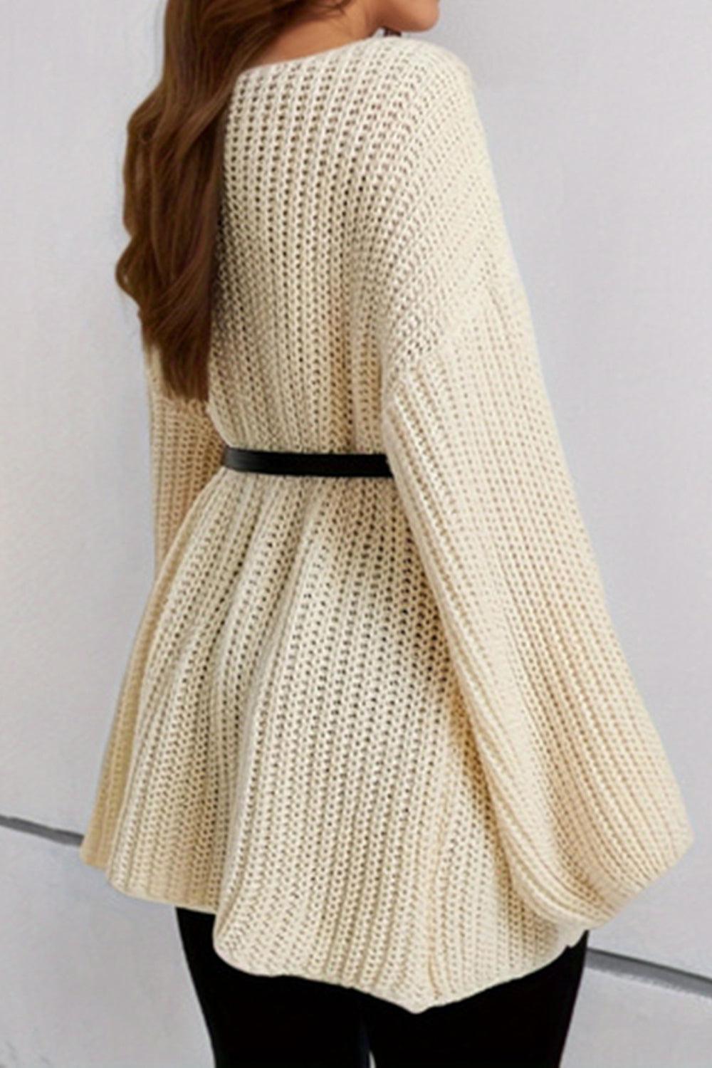 Boat Neck Dropped Shoulder Mini Sweater Dress - ClubOn