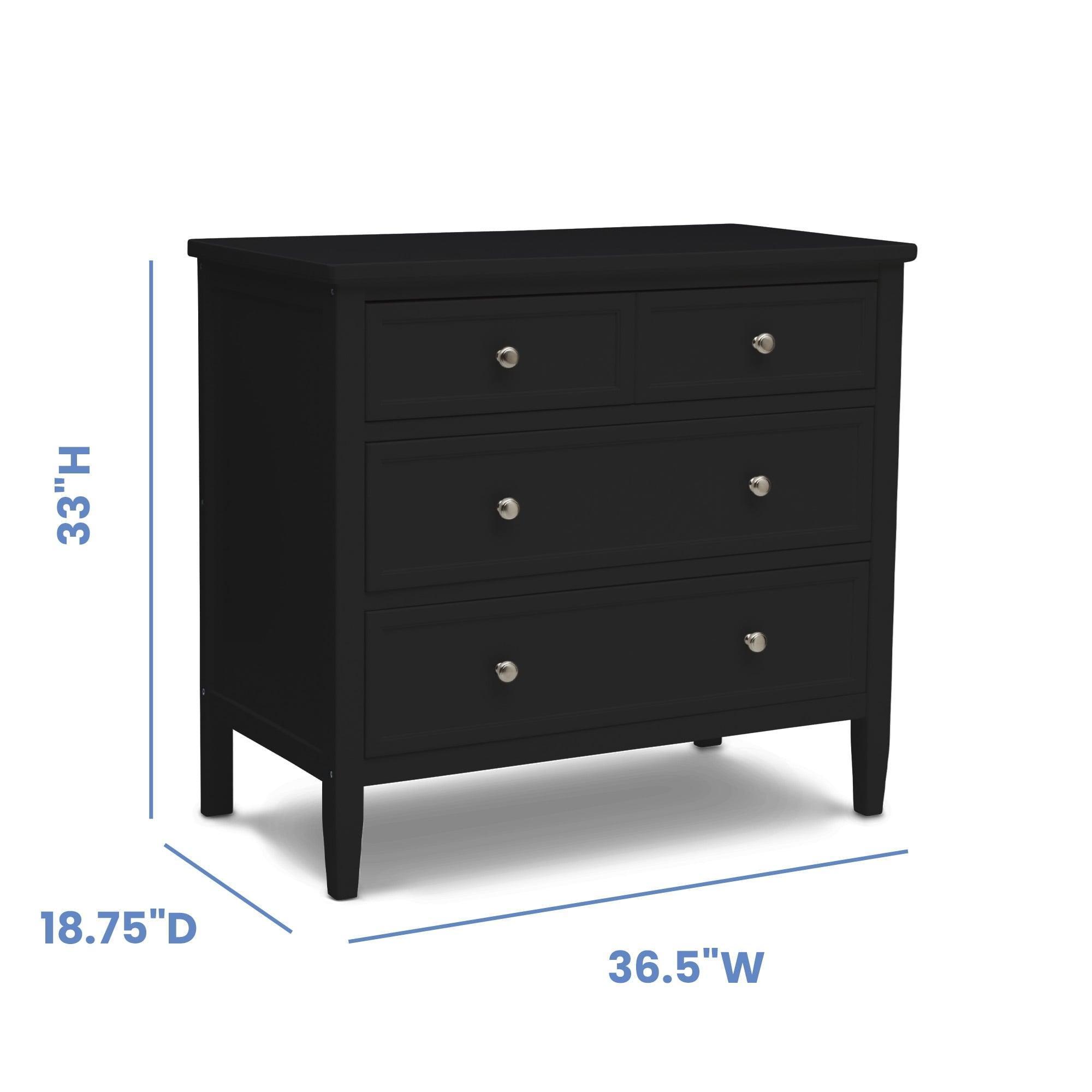 Delta Children Epic 3-Drawer Dresser with Interlocking Drawers – Black Ebony, Stylish & Sturdy Storage - ClubOn