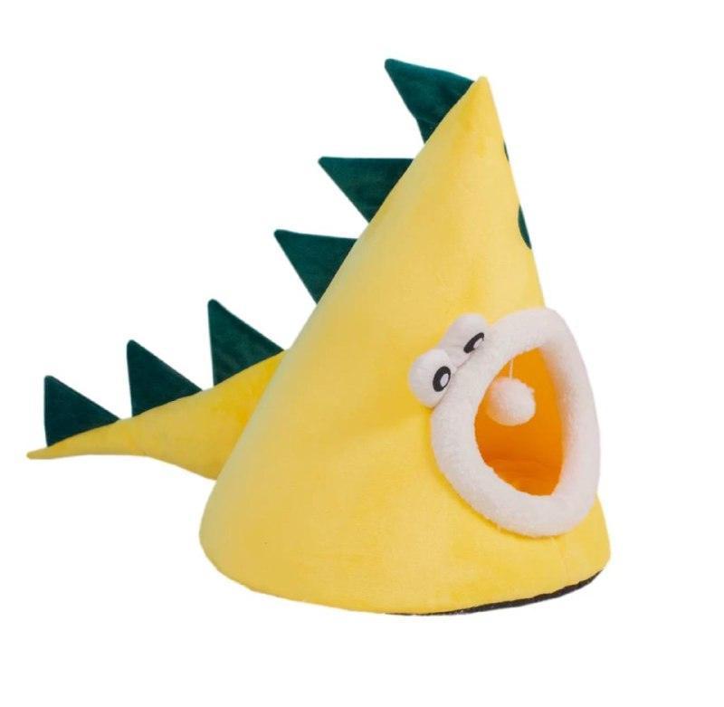 Three-Dimensional Dinosaur Shape Pet House - Yellow Cartoon Design - ClubOn
