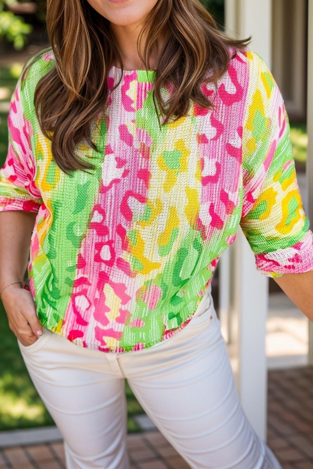 Plus Size Printed Round Neck T-Shirt - ClubOn