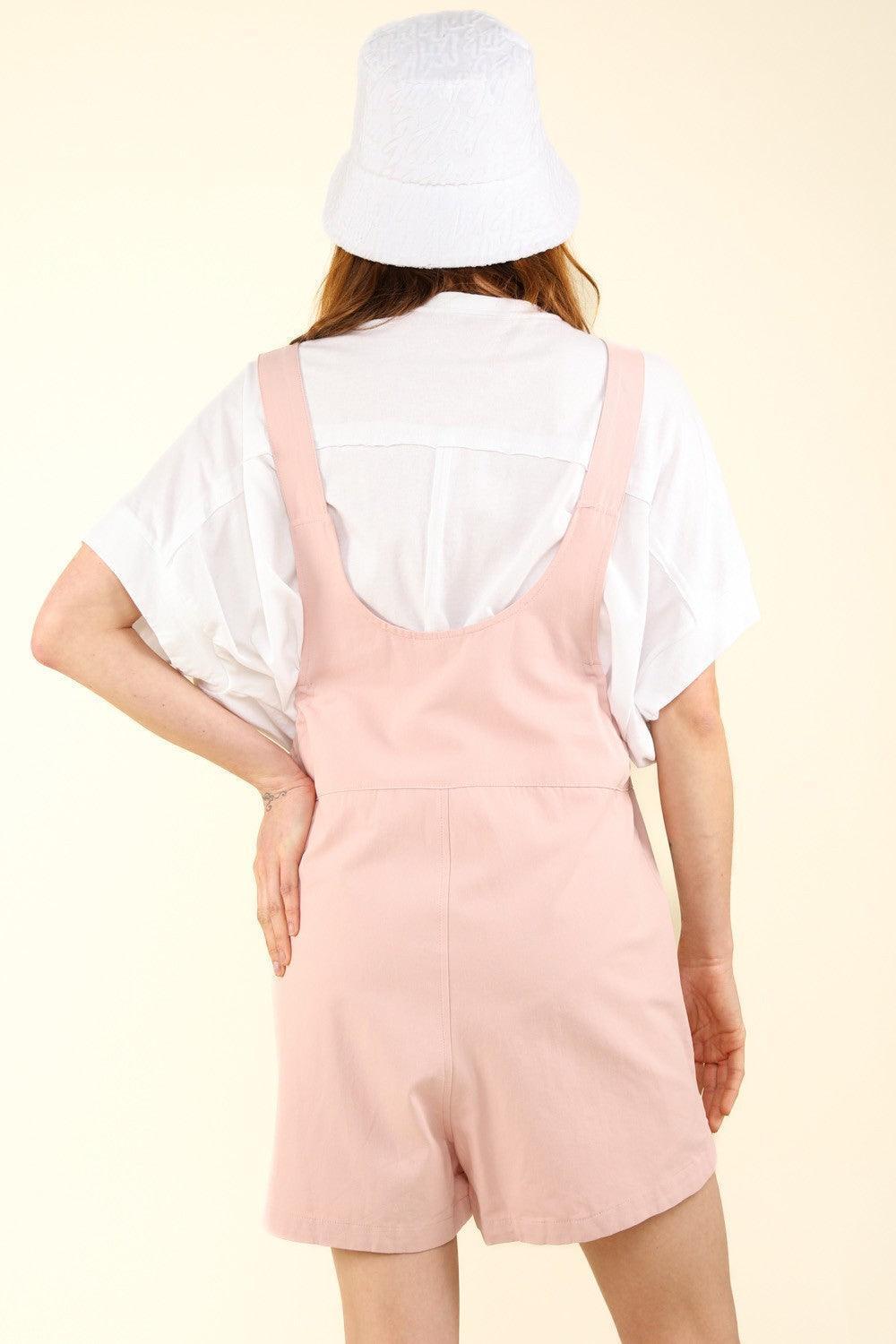 VERY J Adjustable Waist Suspender Overalls with Pockets - ClubOn