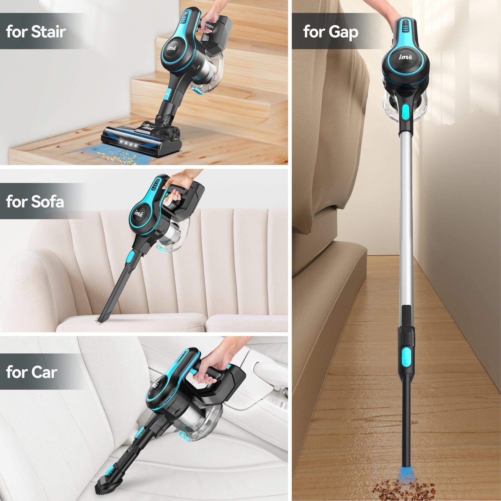 INSE Lightweight Cordless Stick Vacuum Cleaner - 25kPa Suction, 45min Runtime - ClubOn