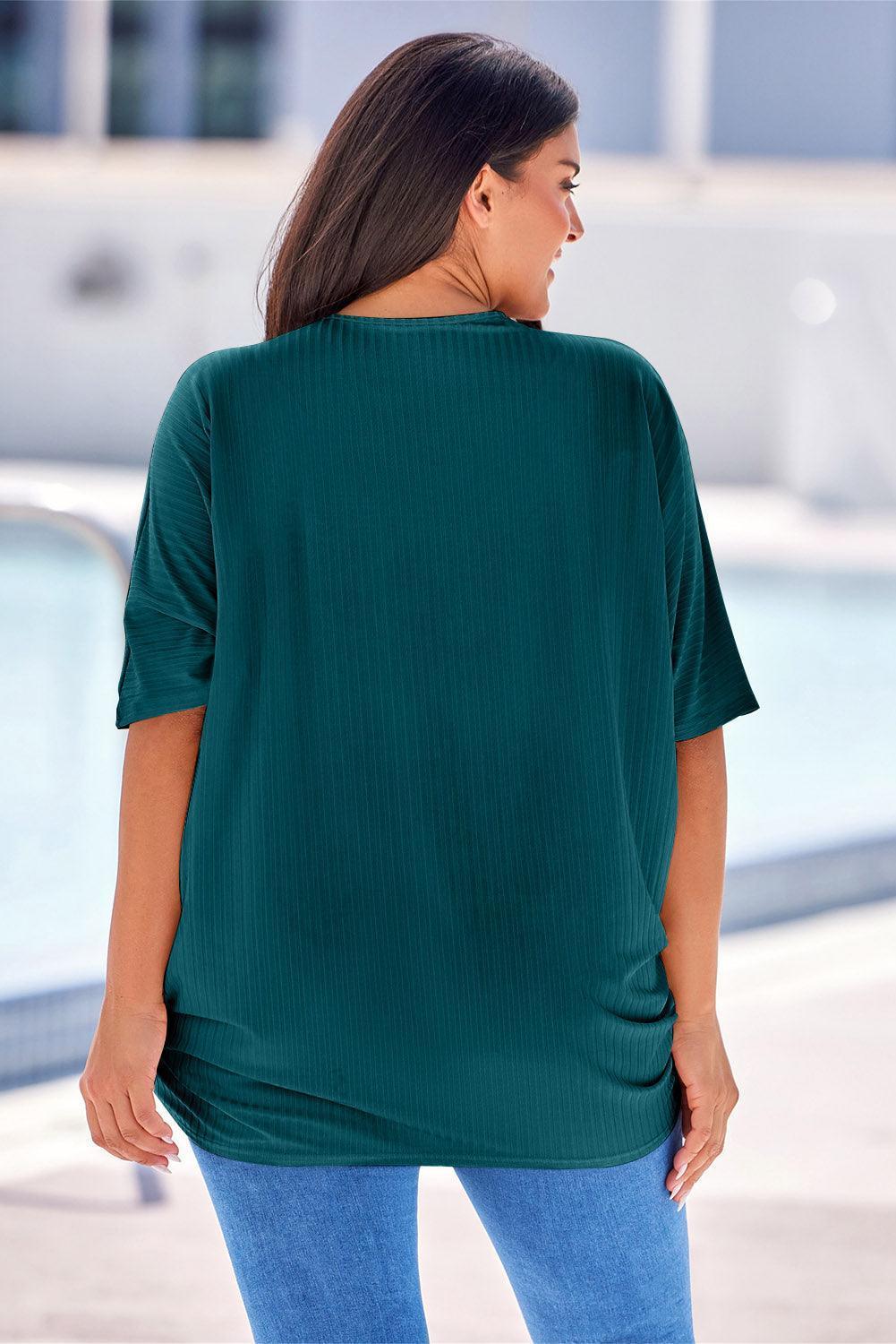 Plus Size Ribbed Cocoon Cover Up - ClubOn