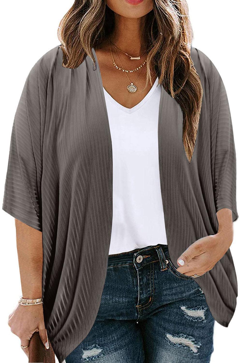 Plus Size Ribbed Cocoon Cover Up - ClubOn