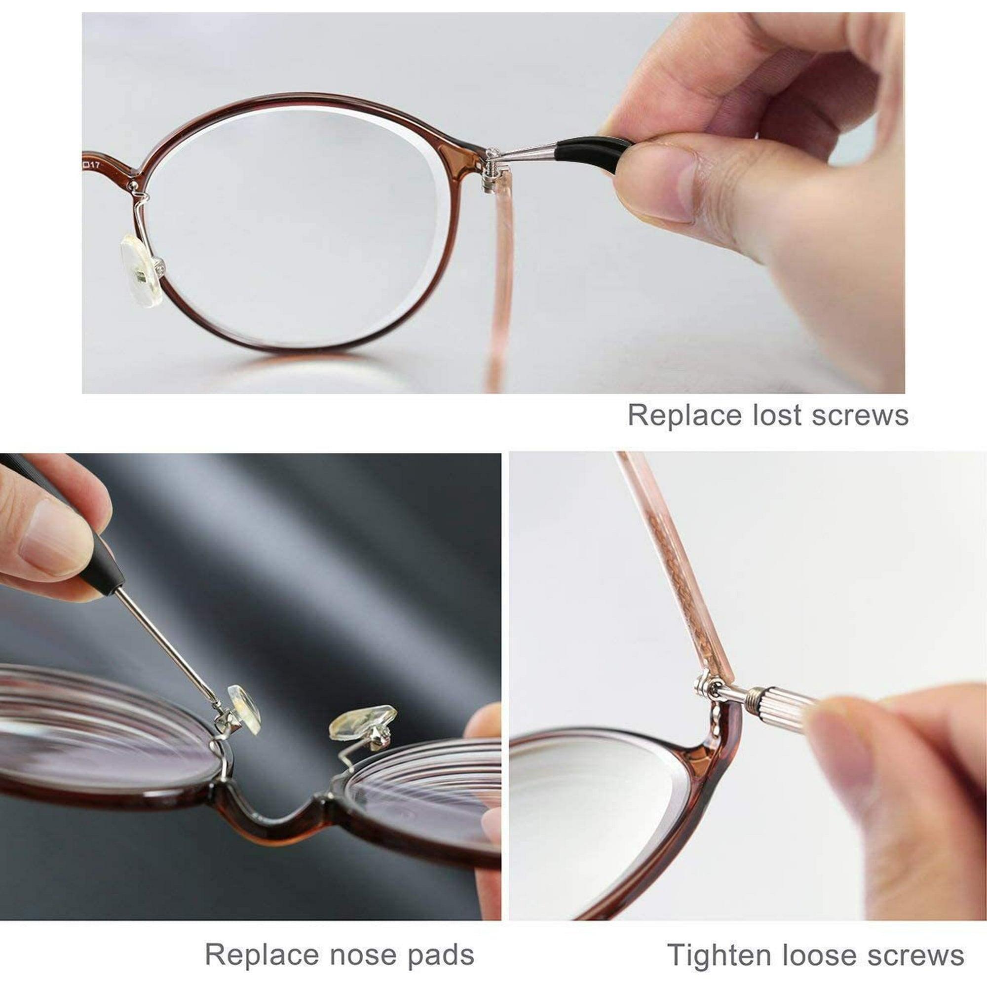 Kabuer Eyeglasses Repair Kit, Glasses Repair Kit with Stainless Steel Screws, Nose Pads, Micro Screwdriver & Tweezer for Eyeglasses & Watches - ClubOn