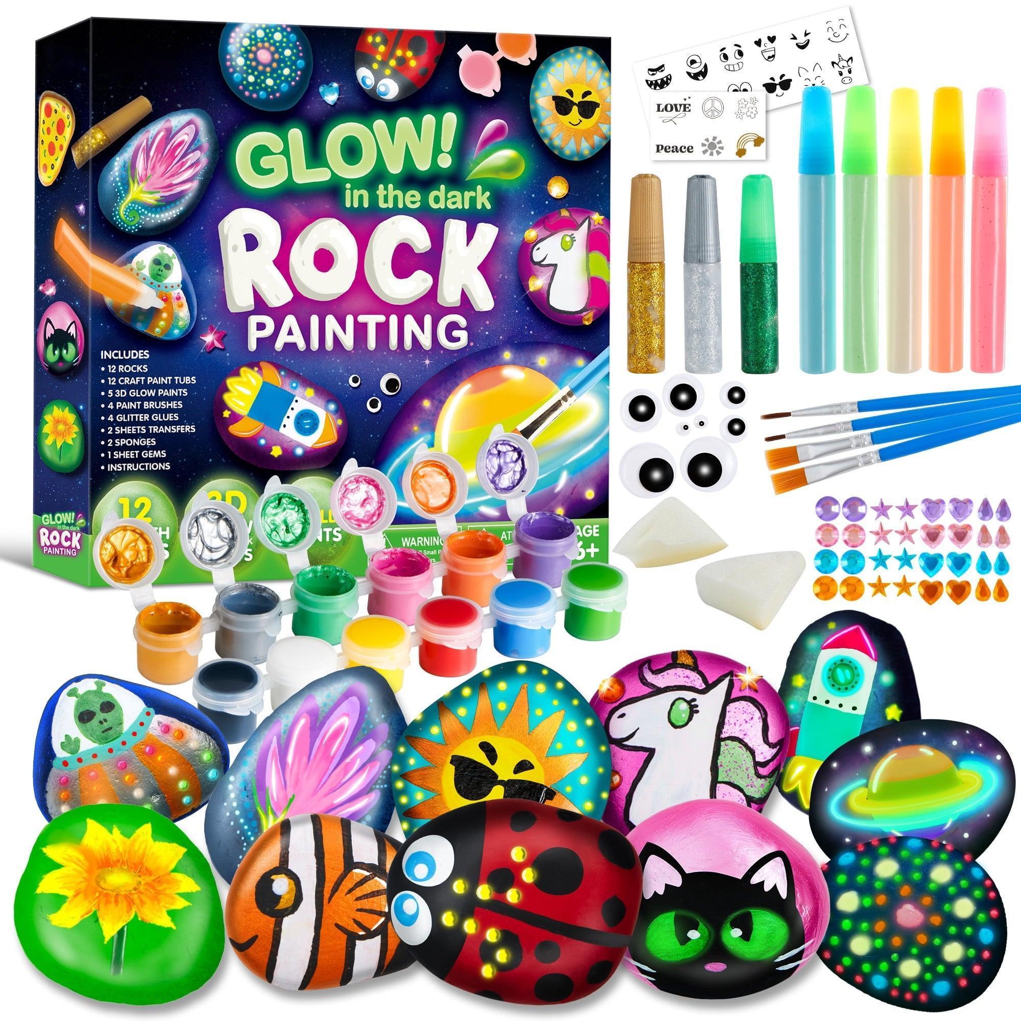 SYNCFUN Glow in the Dark Rock Painting Arts and Crafts Kit, Creative Fun for Kids Ages 6+ - ClubOn