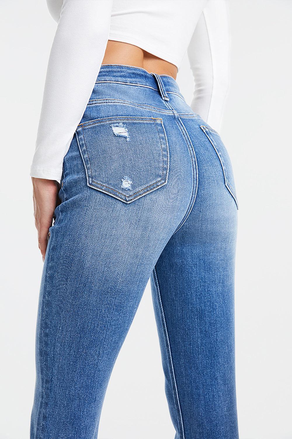 BAYEAS Full Size High Waist Distressed Raw Hew Skinny Jeans - ClubOn